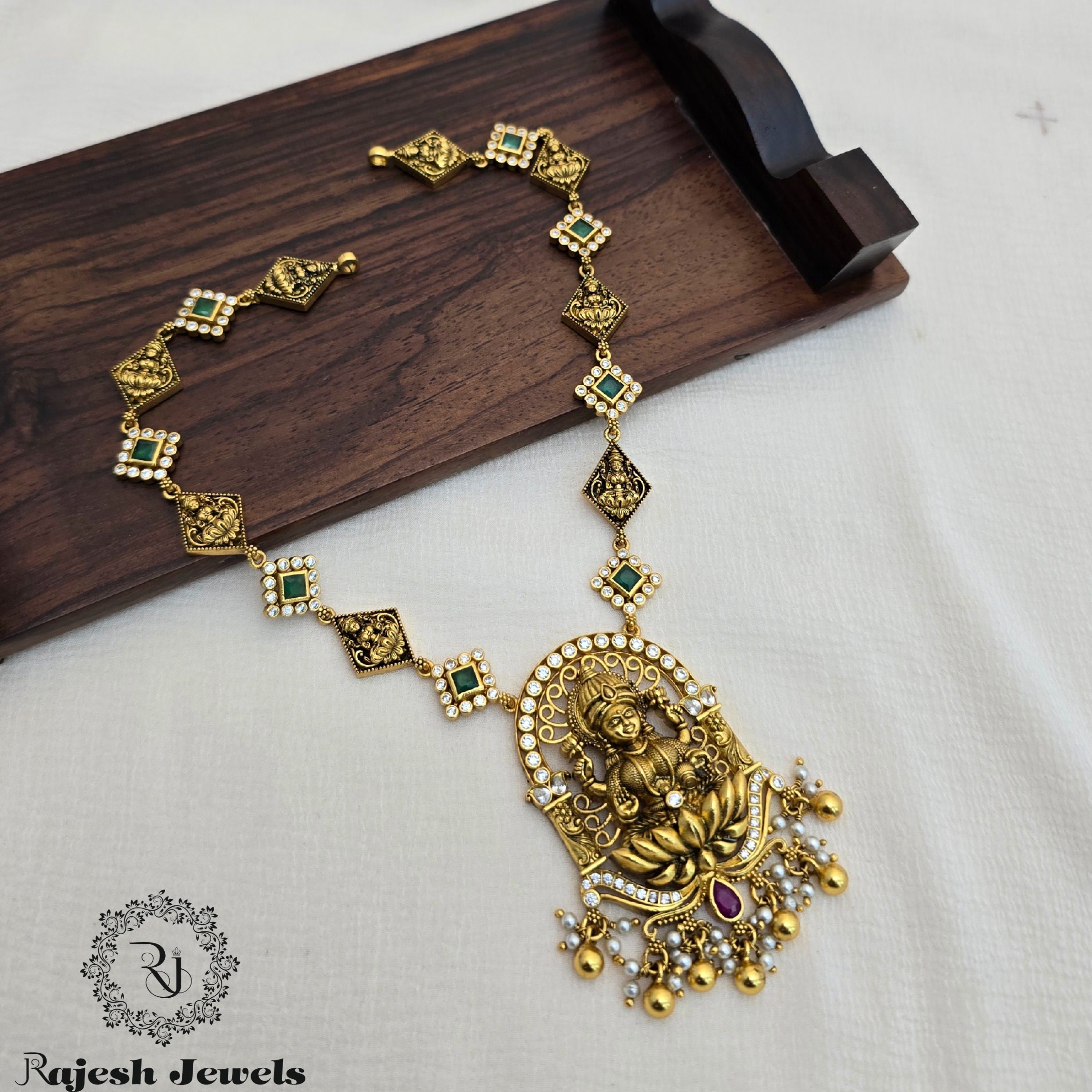 Bhagyalakshmi Silver Gold Plated Necklace