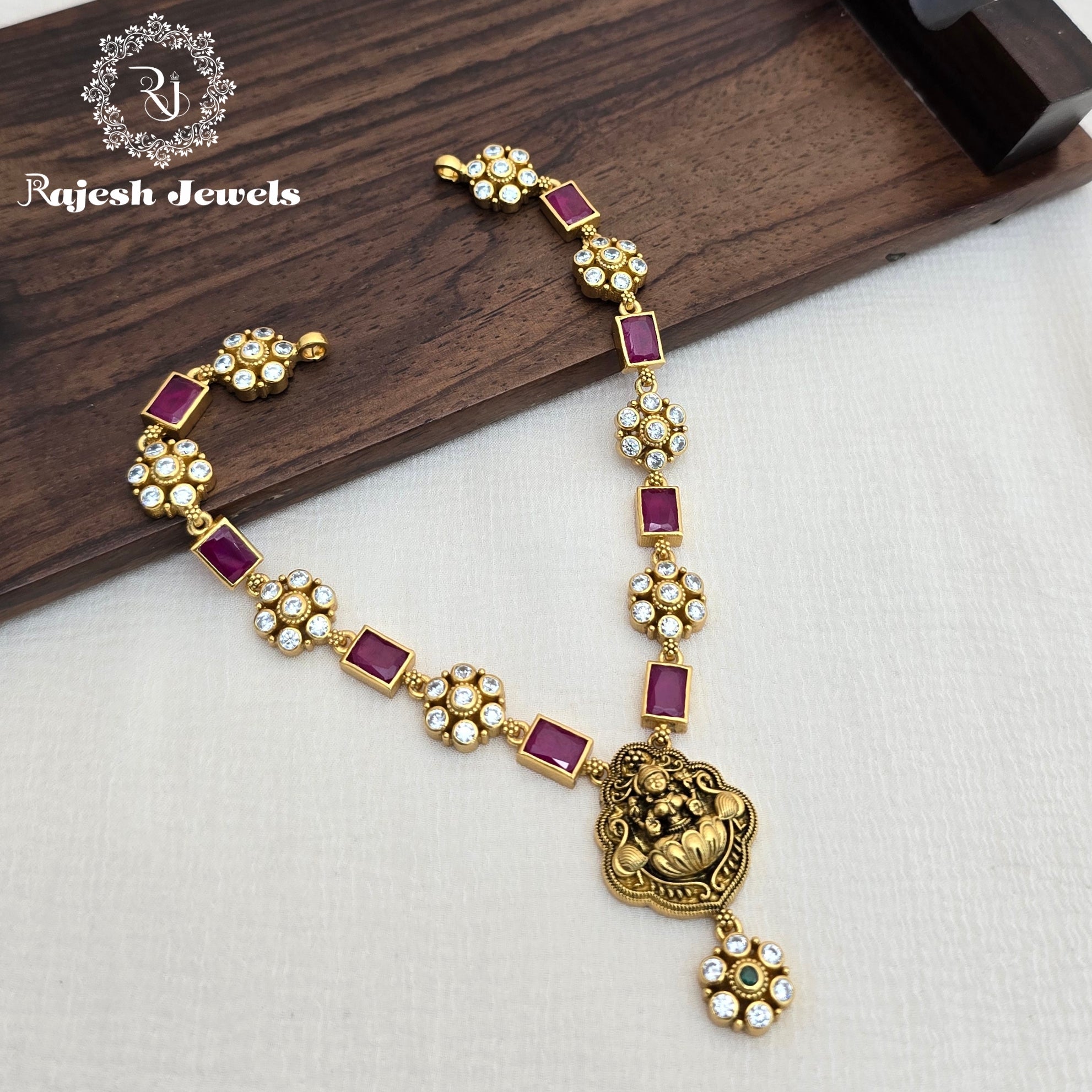 Bhagya Lakshmi Kemp Silver Gold Plated Necklace