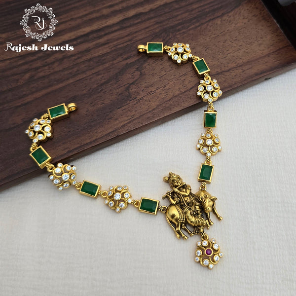 Gokula Krishna Cz Silver Gold Plated Necklace
