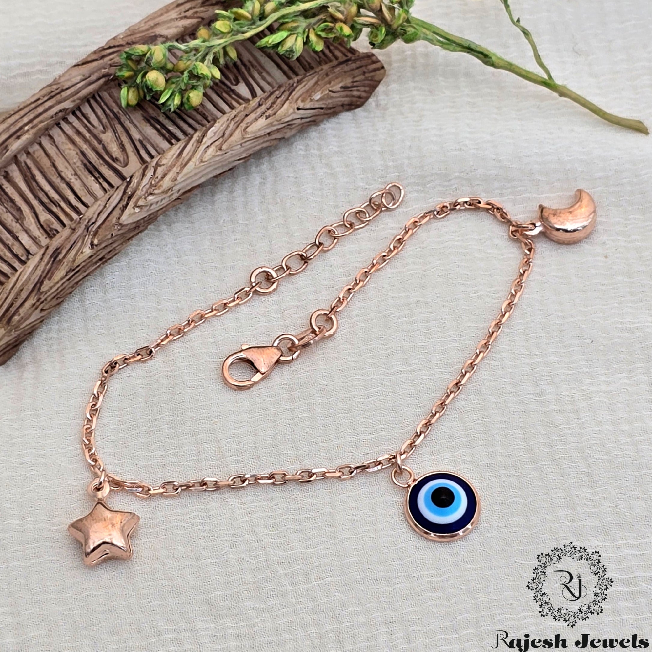 Evil-eye Rosegold Silver Ladies Bracelet