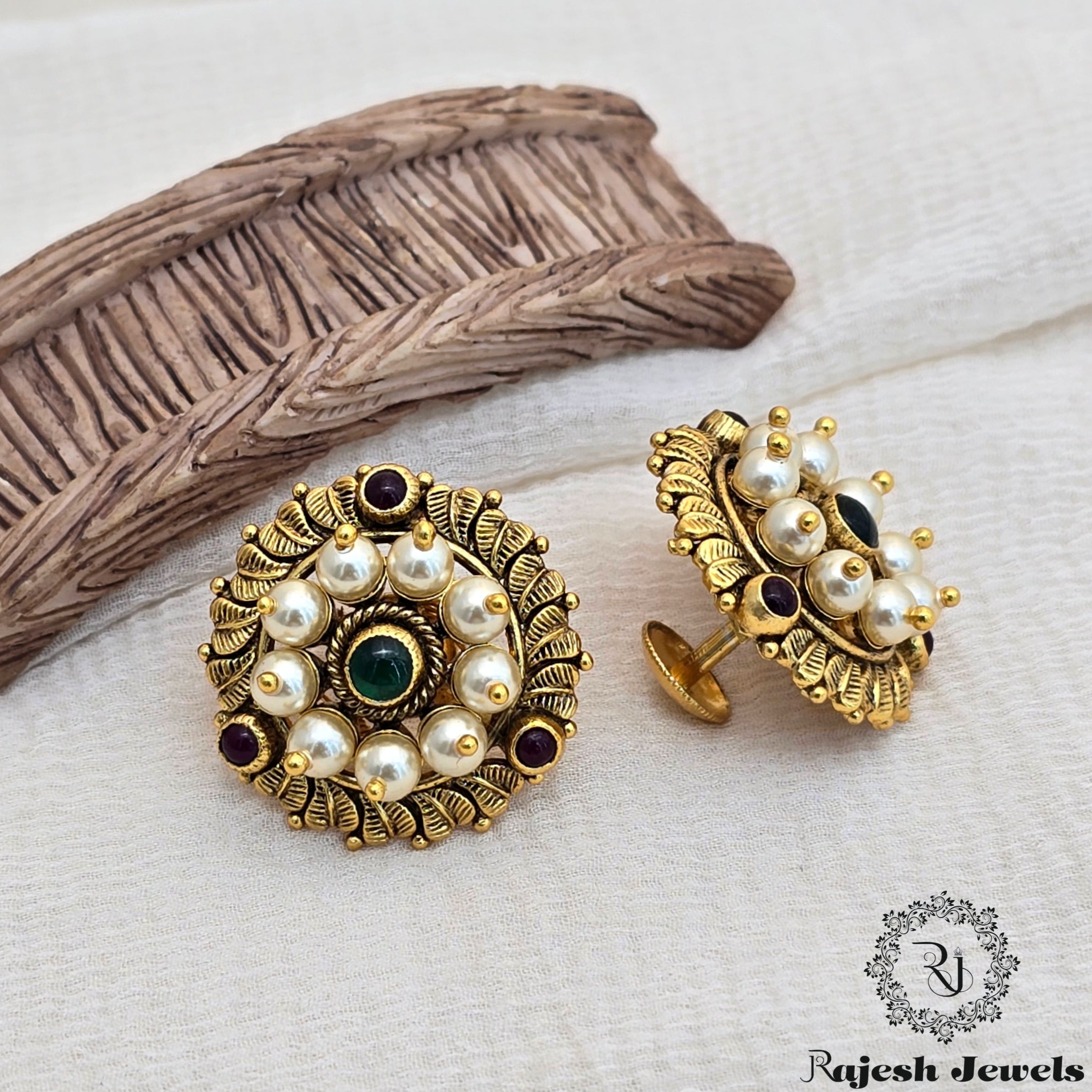 Exceptional Silver Gold Plated Stud Earrings