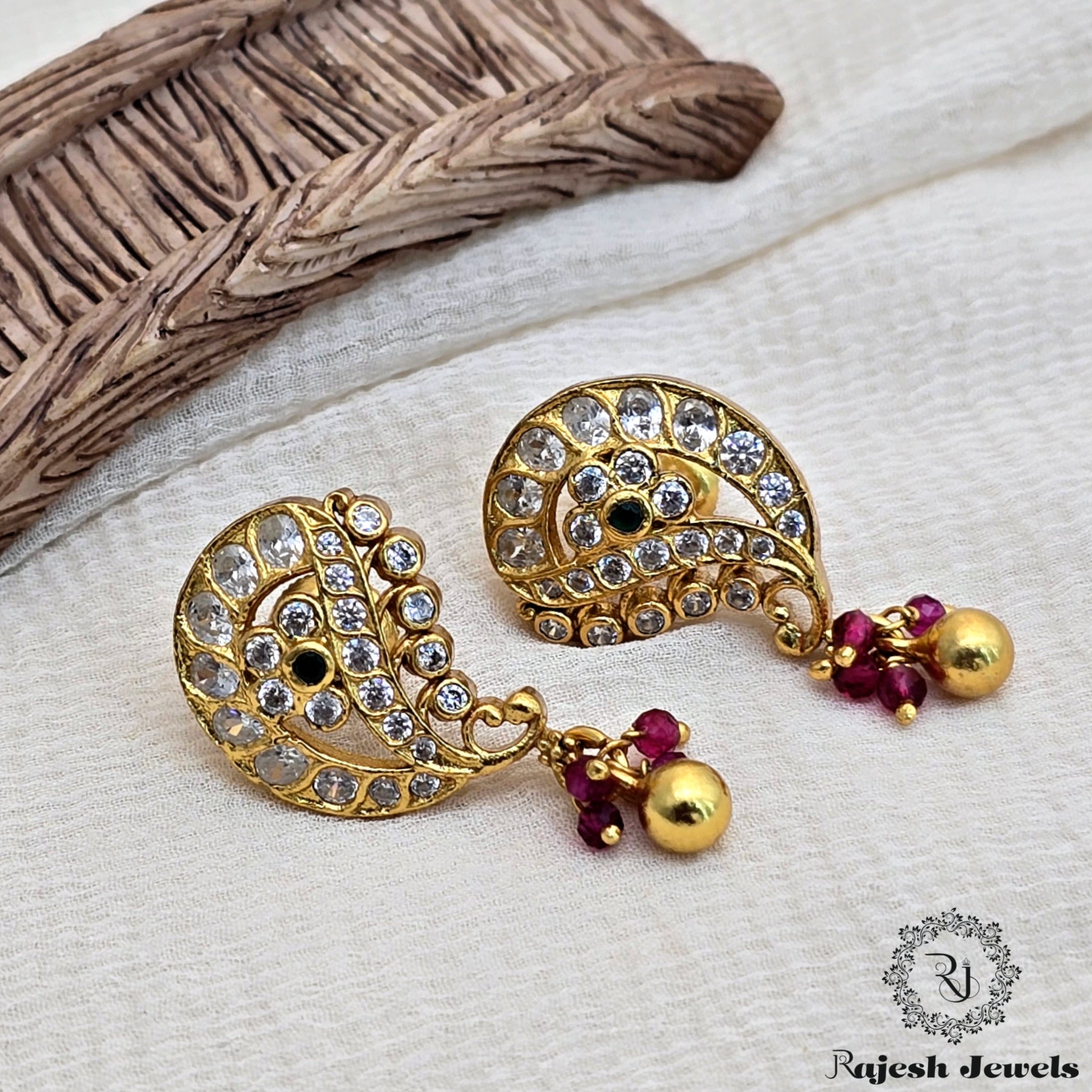 Alluring Mango Cz Gold Plated Earrings