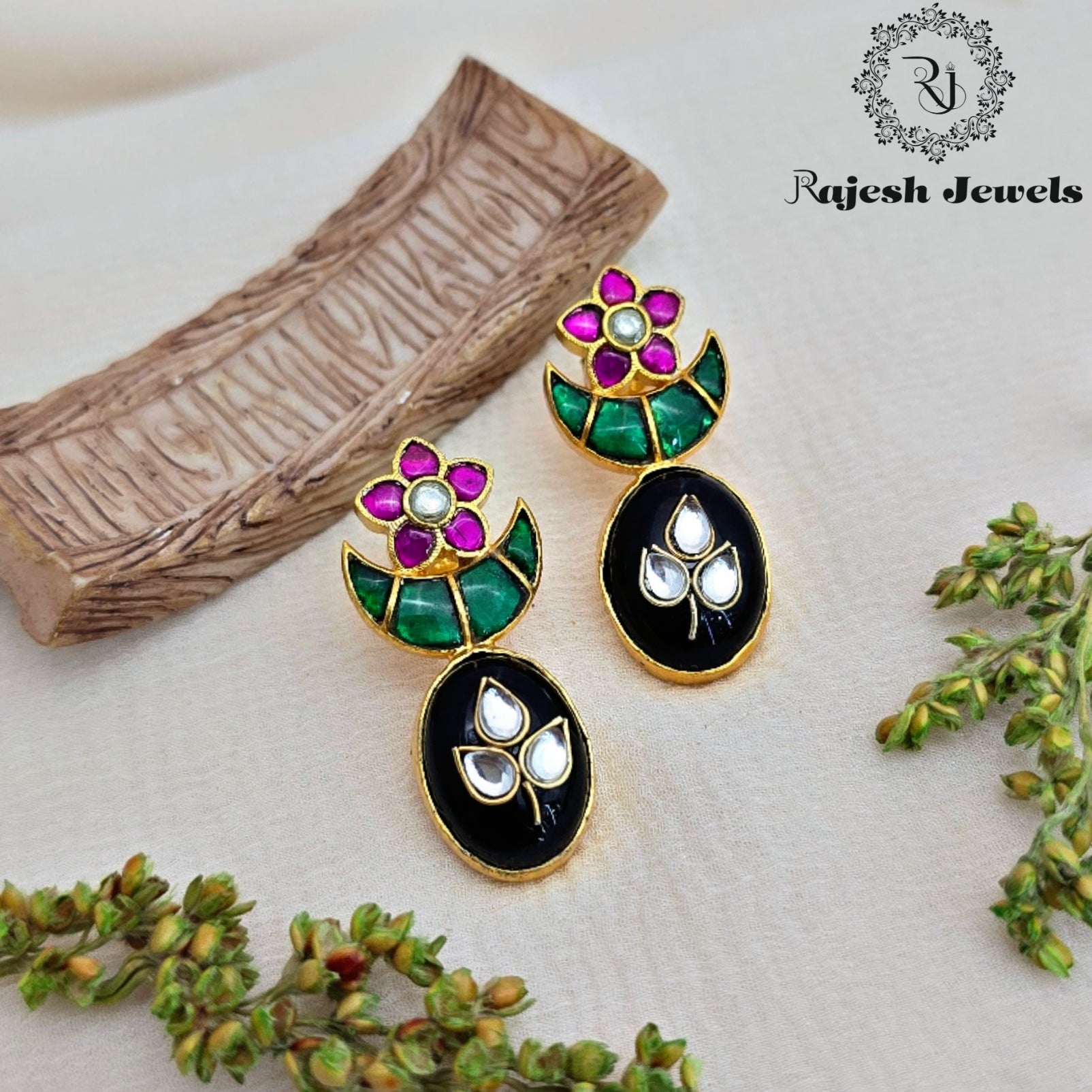 Fabulous Kundan Silver Gold Plated Earrings