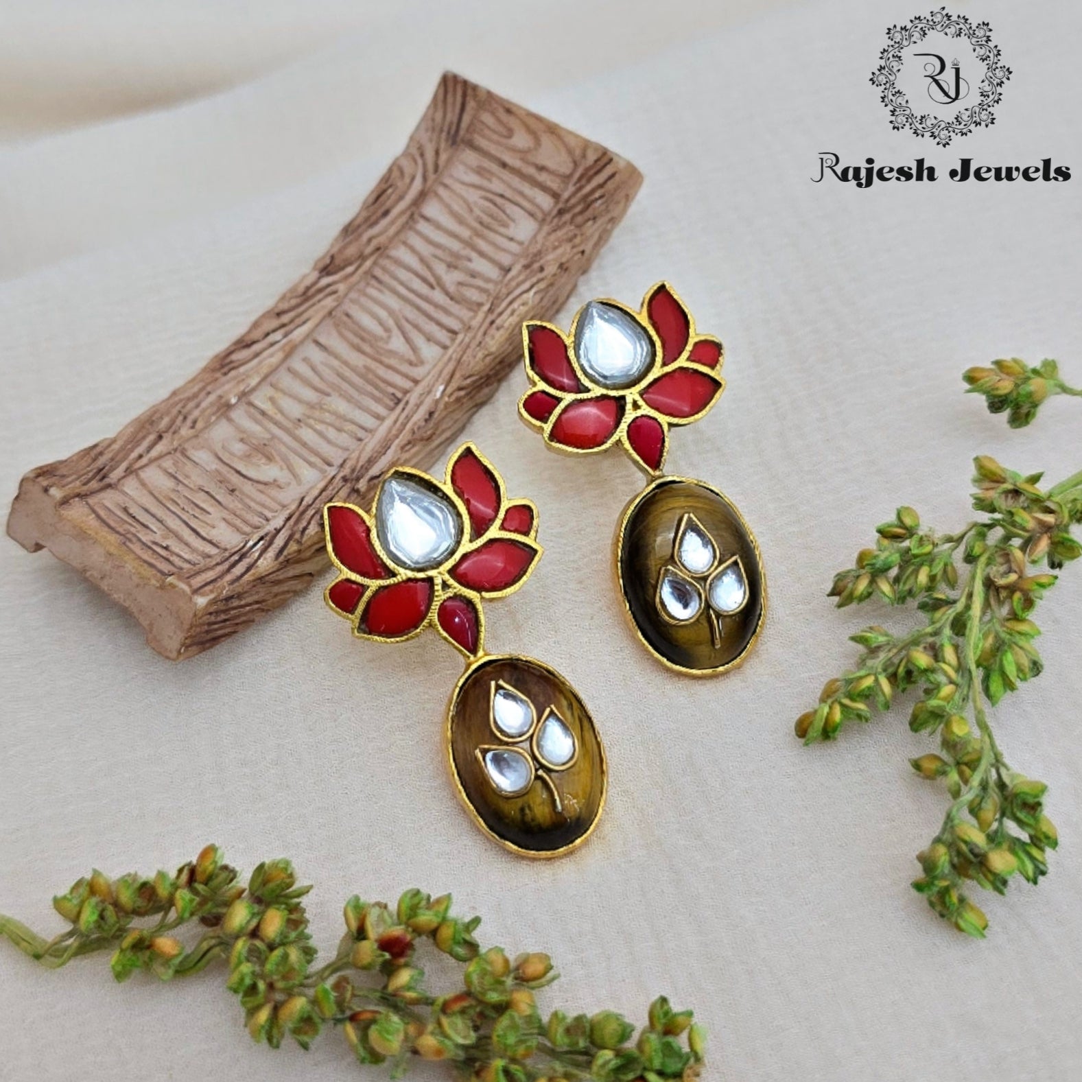 Sparkling Kundan Silver Gold Plated Earrings