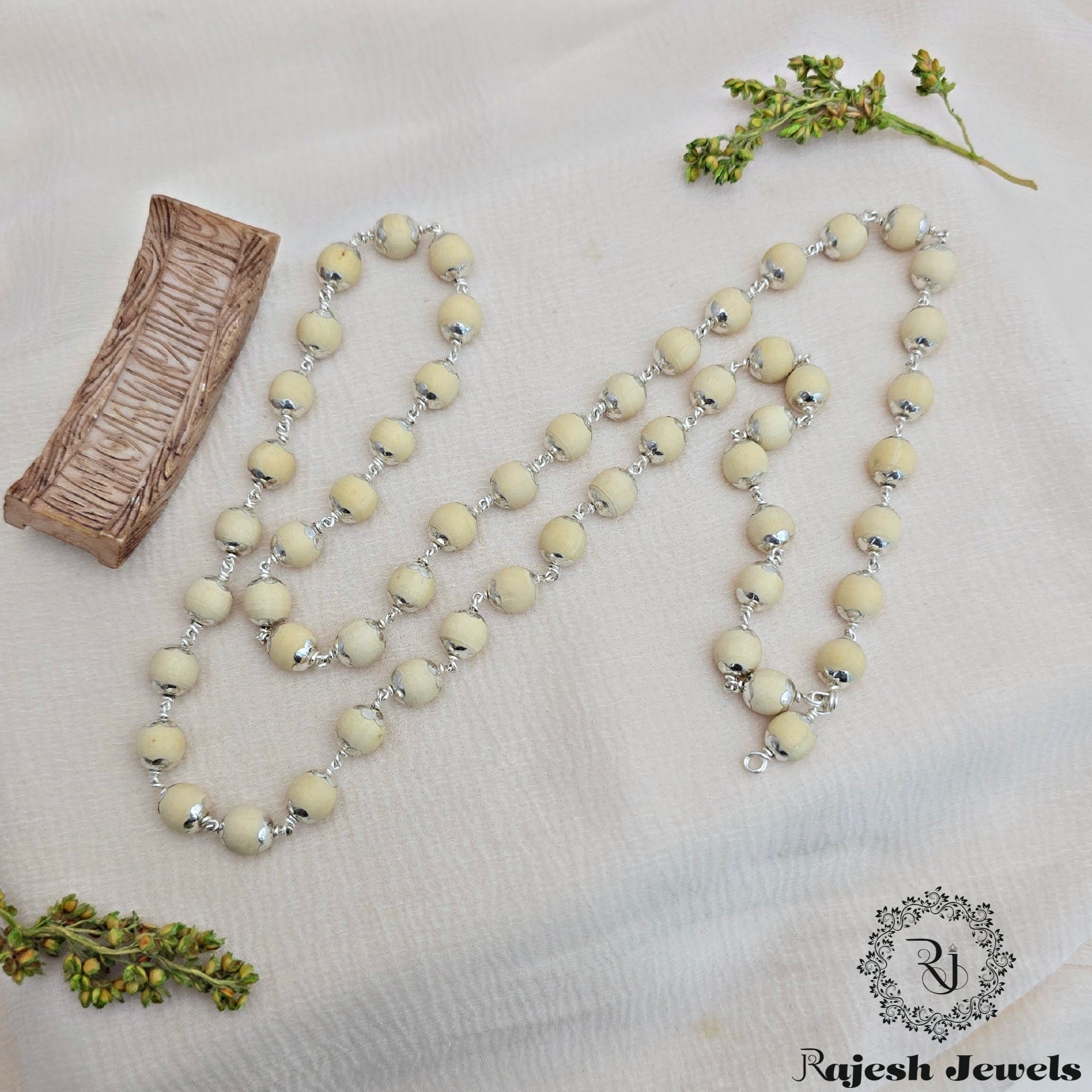 54 Tulsi Mala With Silver Caps
