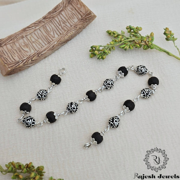 Om & Karungali Silver Bracelet