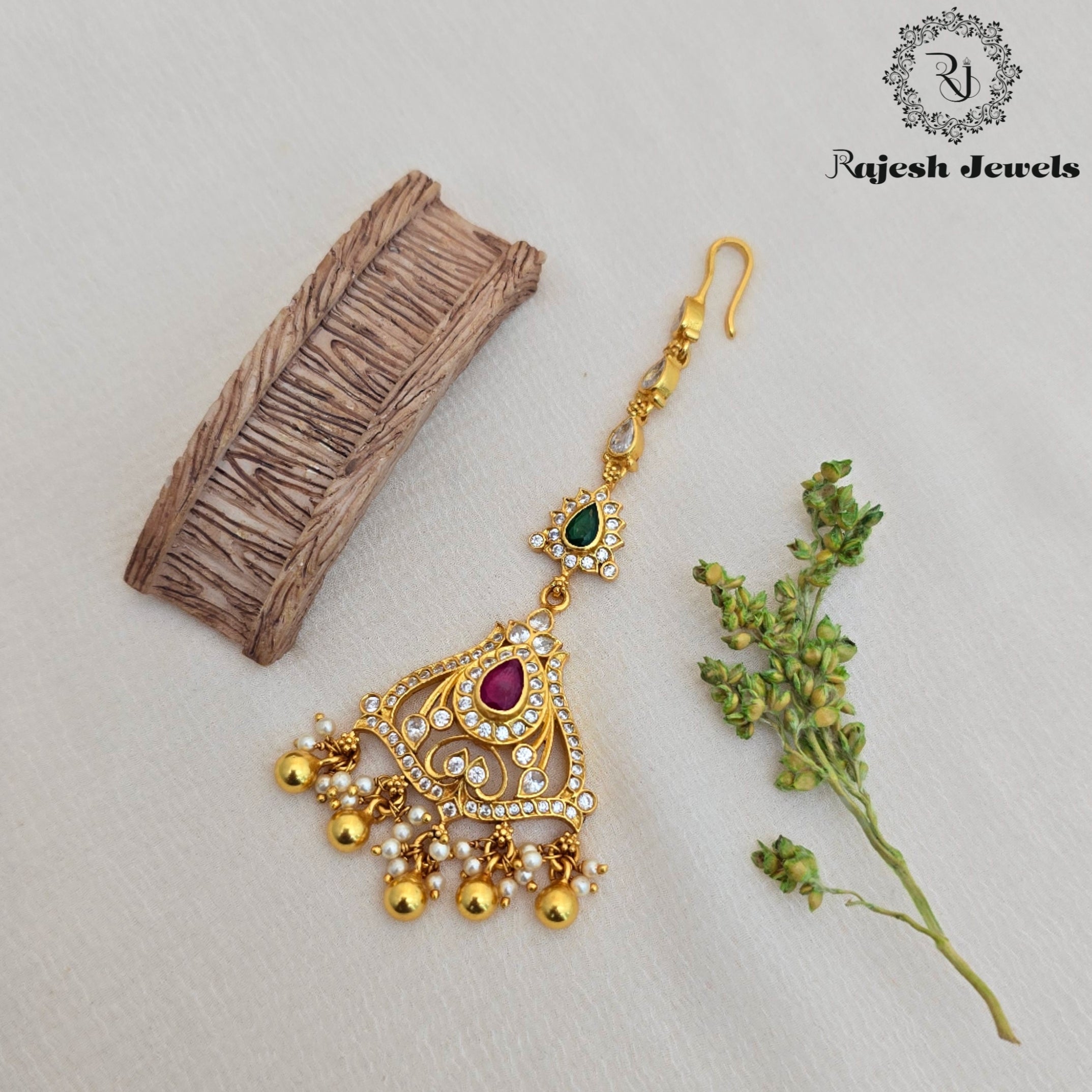 Elegant Cz Silver Gold Plated Mangtika