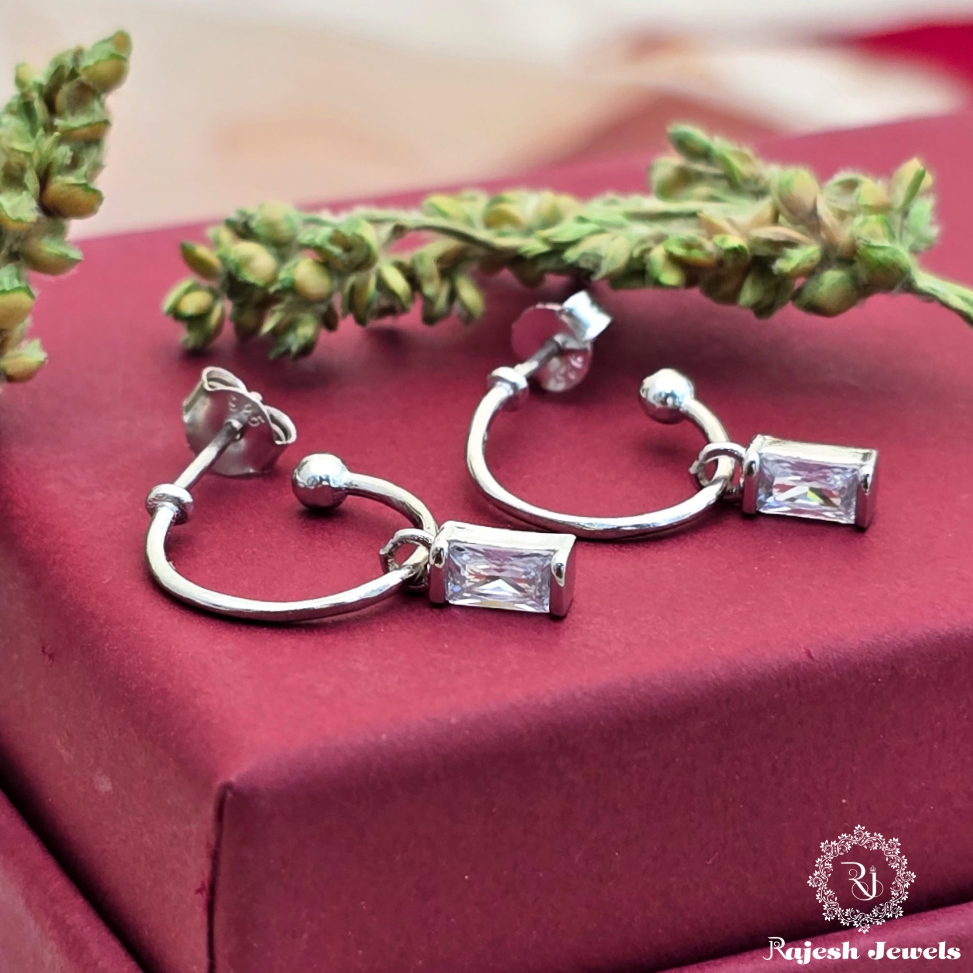 Prism Droplet Cz Half Ring Earrings
