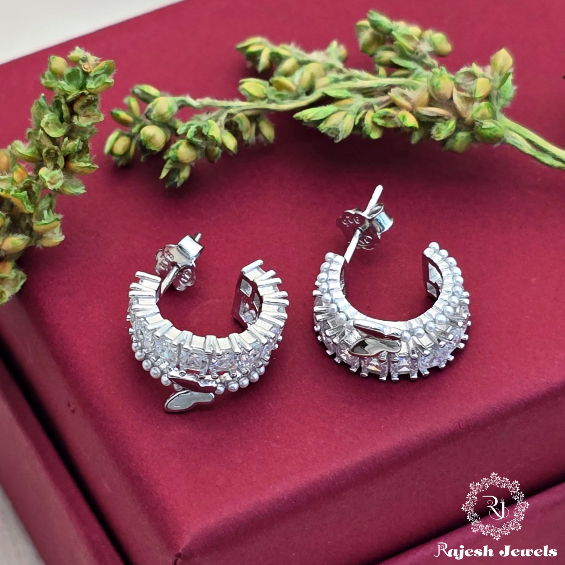 Adorable Butterfly Cz Half Ring Bali Earrings