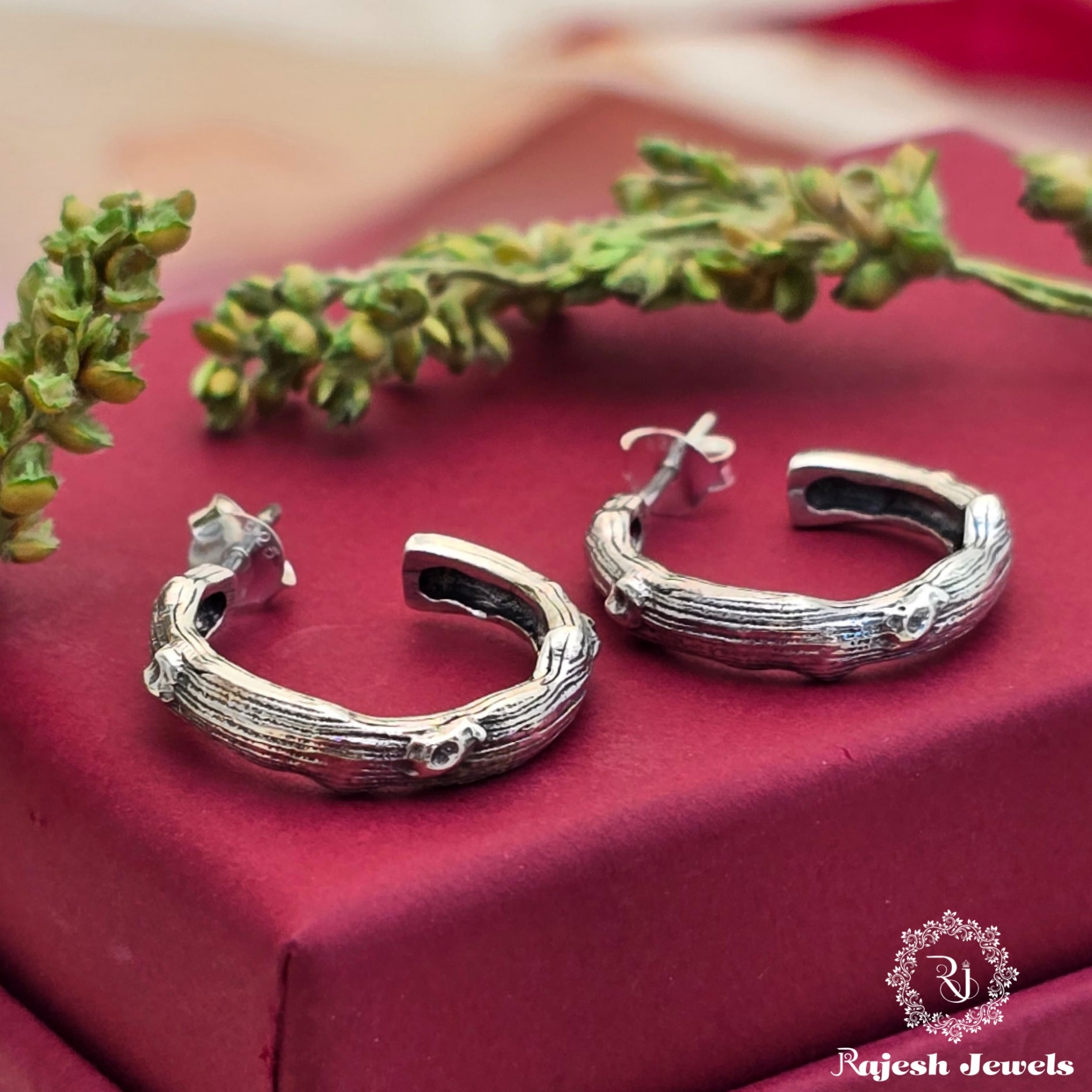 Mesmerizing Oxidised Half Ring Bali Earrings
