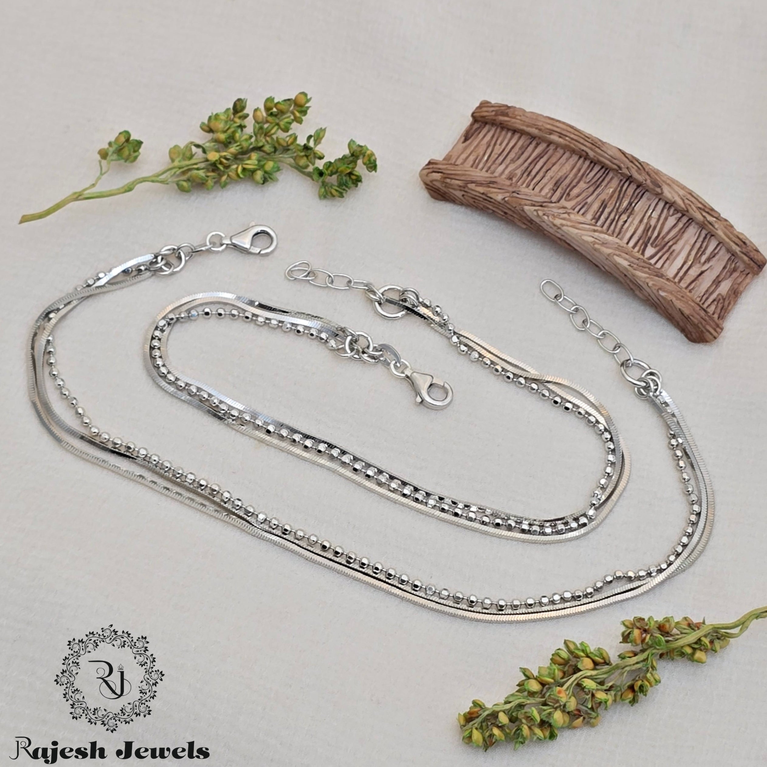 Triple Layered Balled Anklet