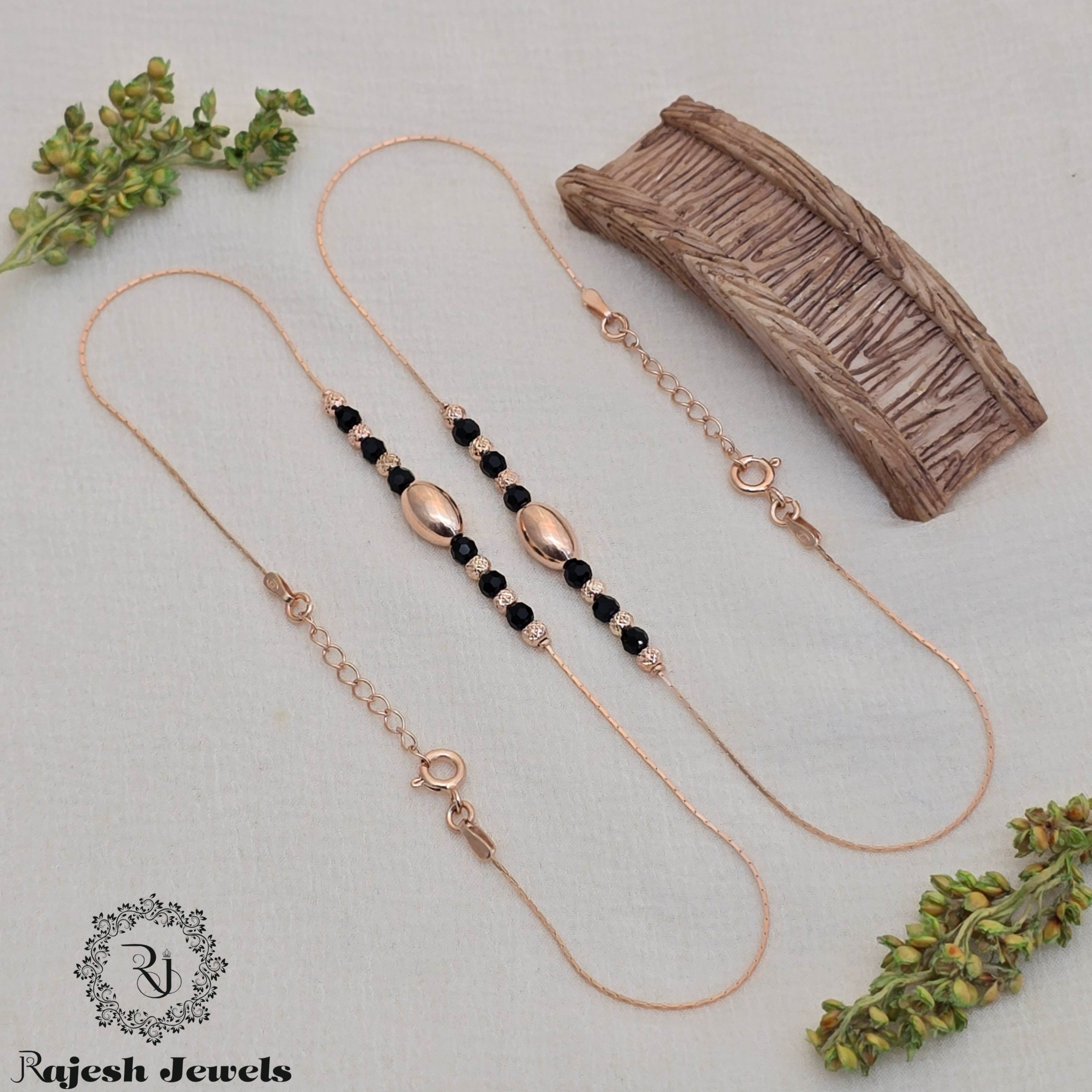 Sleekest Rosegold Blackbead Dailywear Anklet