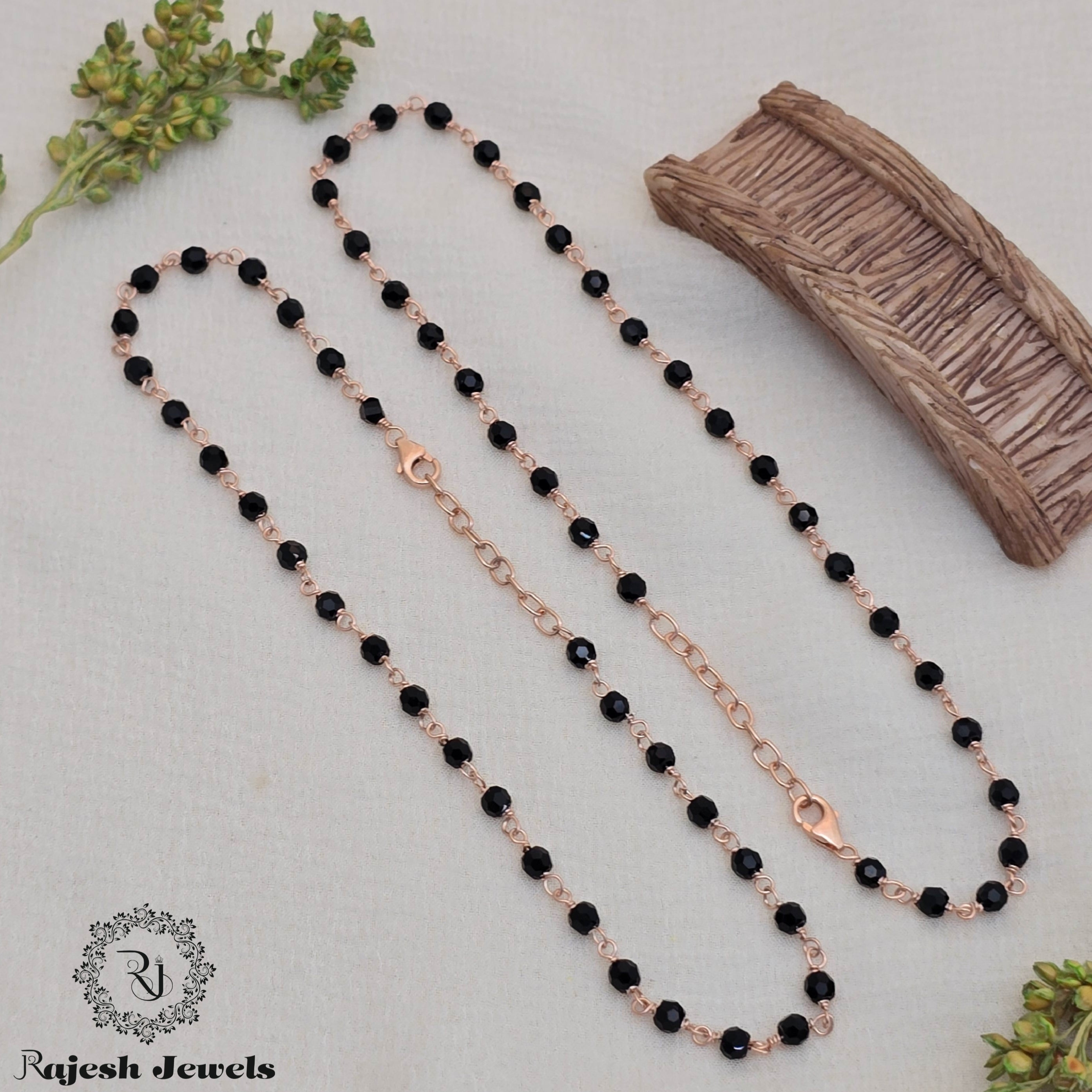 Mesmerizing Rosegold Blackbead Anklet