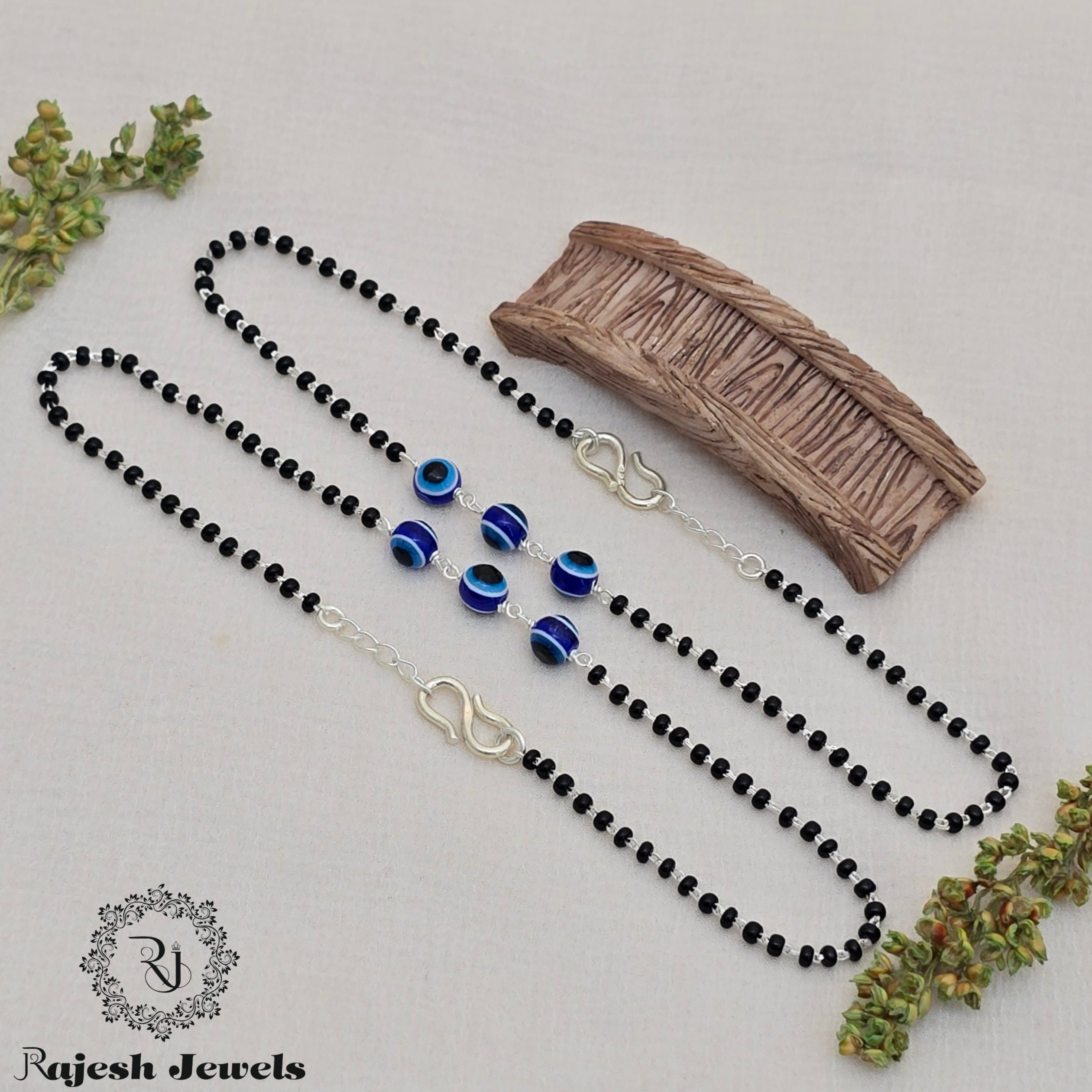 Triple Evileye Blackbead Anklet