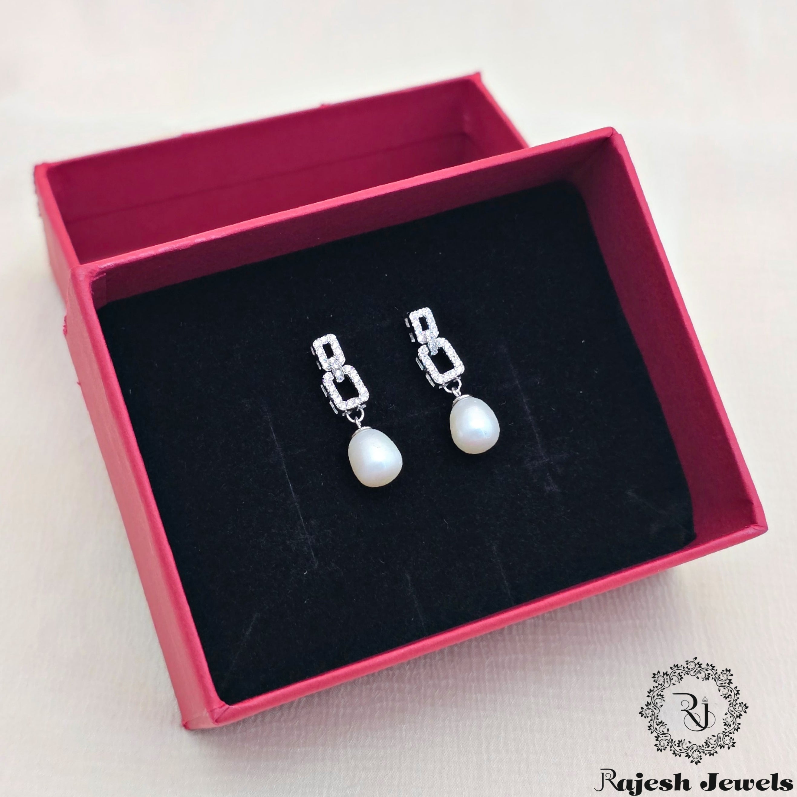 Blissful Cz Pearl Hanging Earrings