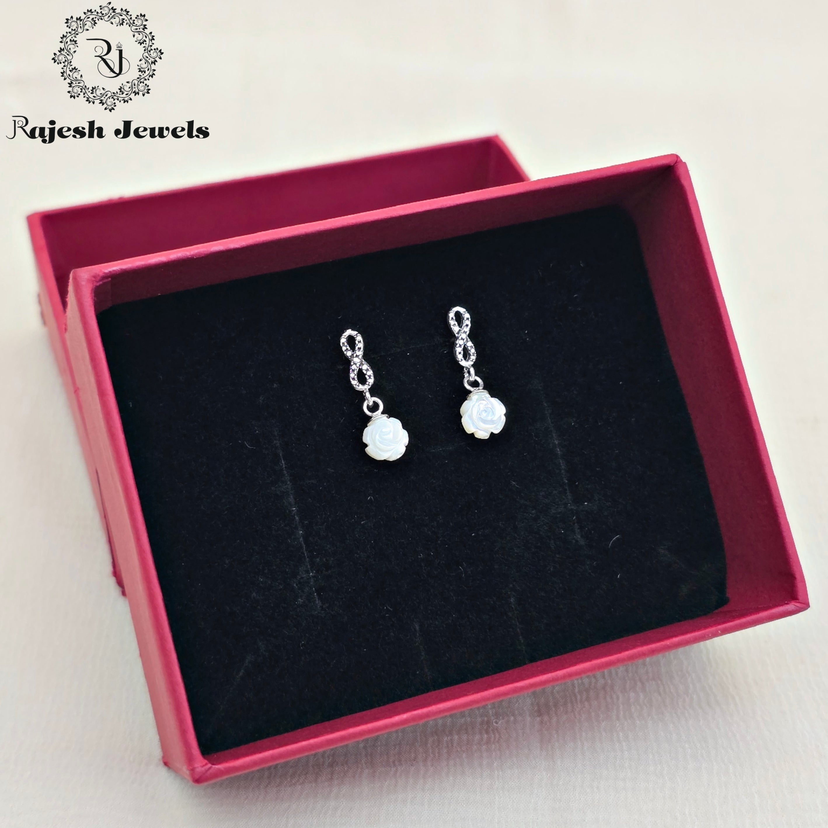 Minimalistic Mop Rose Drop Earrings