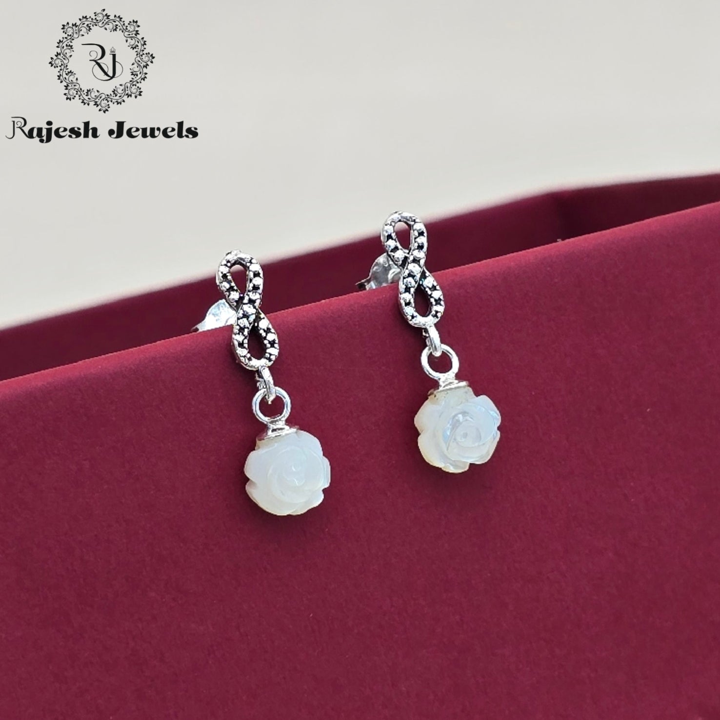 Minimalistic Mop Rose Drop Earrings