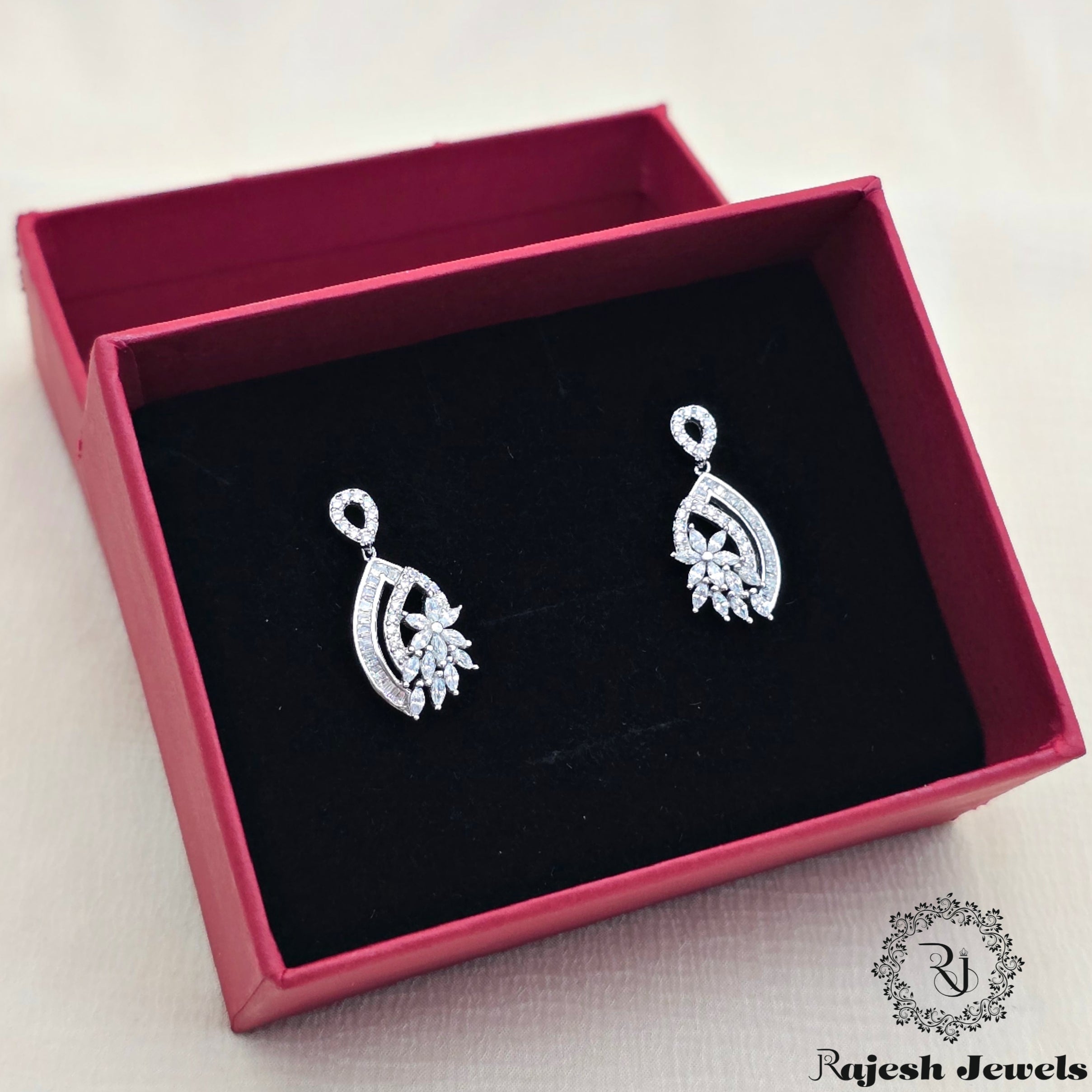 Glittering Cz Hanging Earrings