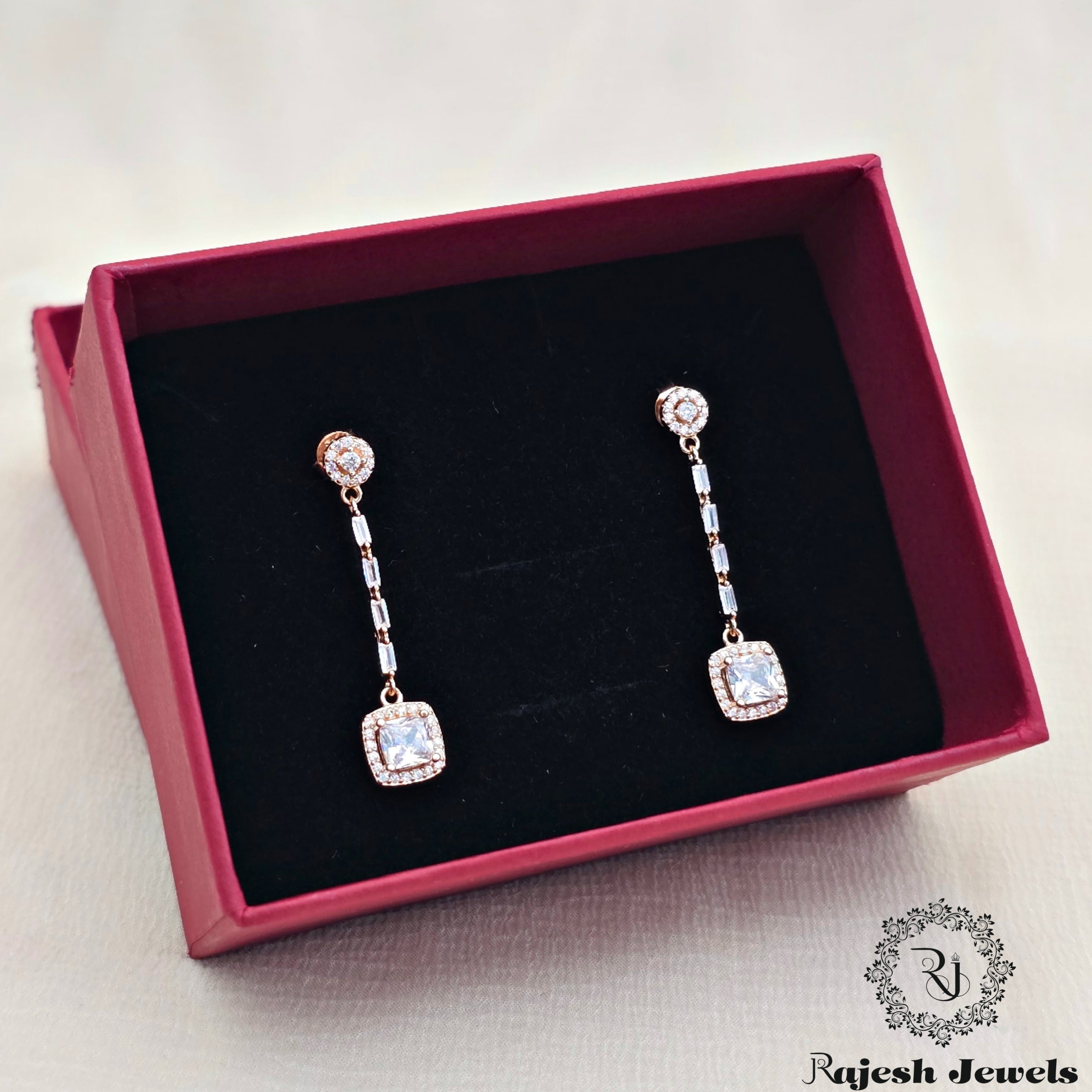 Breathtaking Cz Rosegold Hanging Earrings