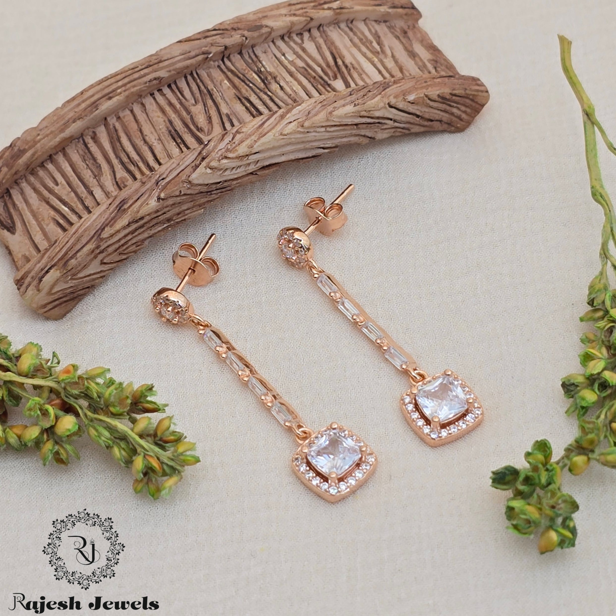 Breathtaking Cz Rosegold Hanging Earrings