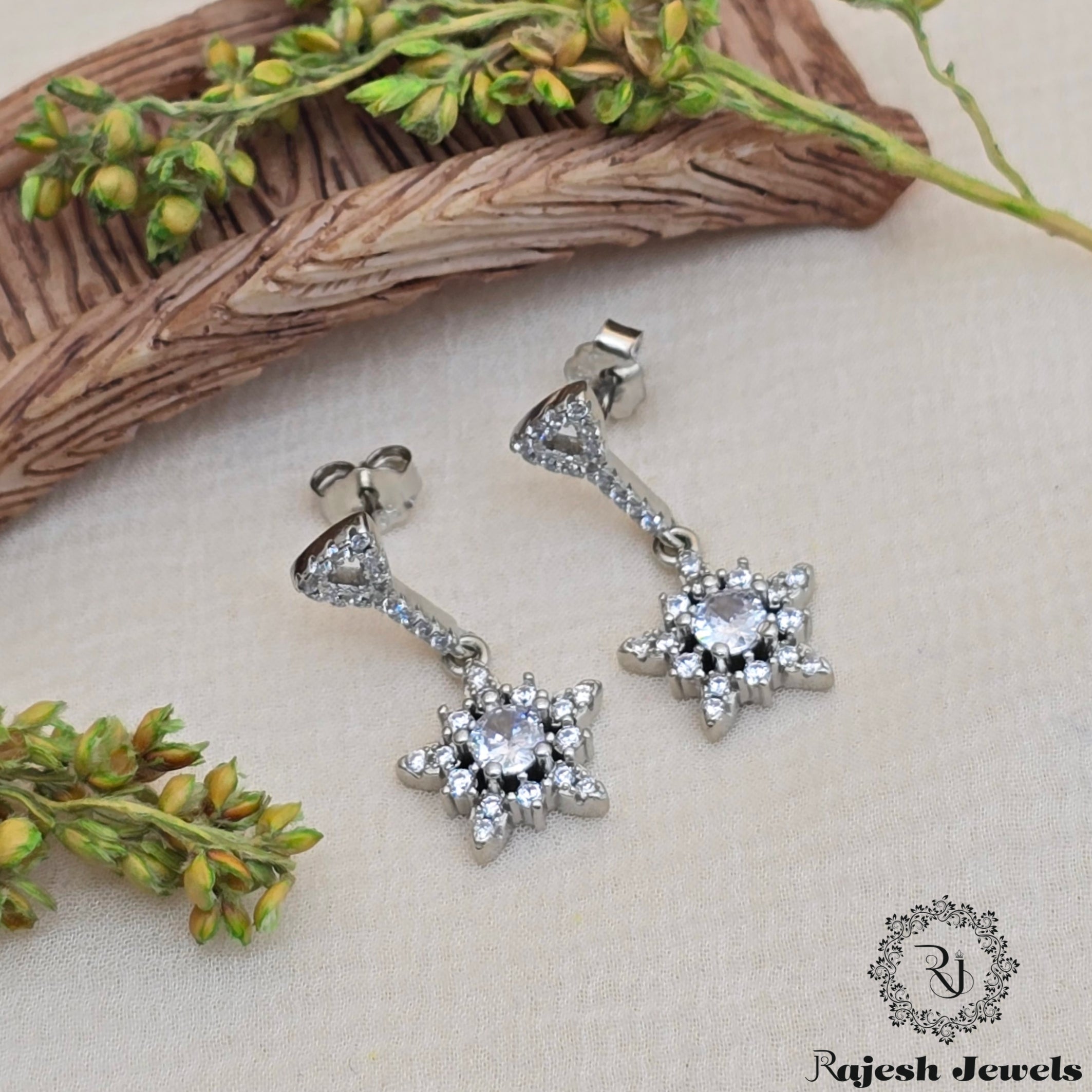Enchanting Star Silver Hanging Earrings