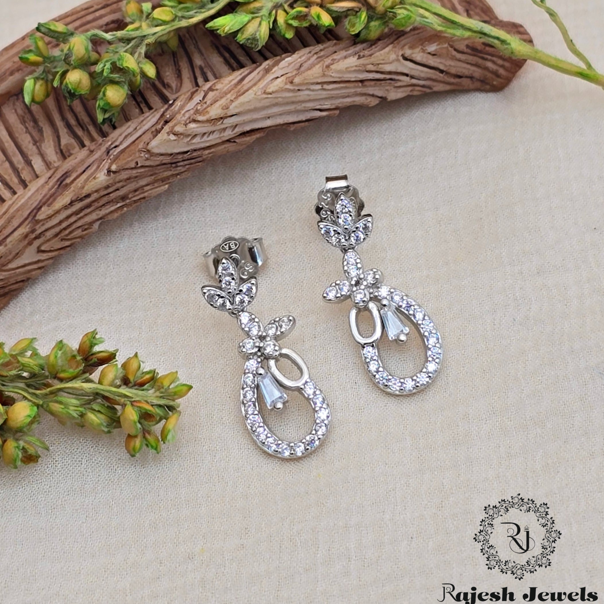 Glossy Cz Hanging Earrings