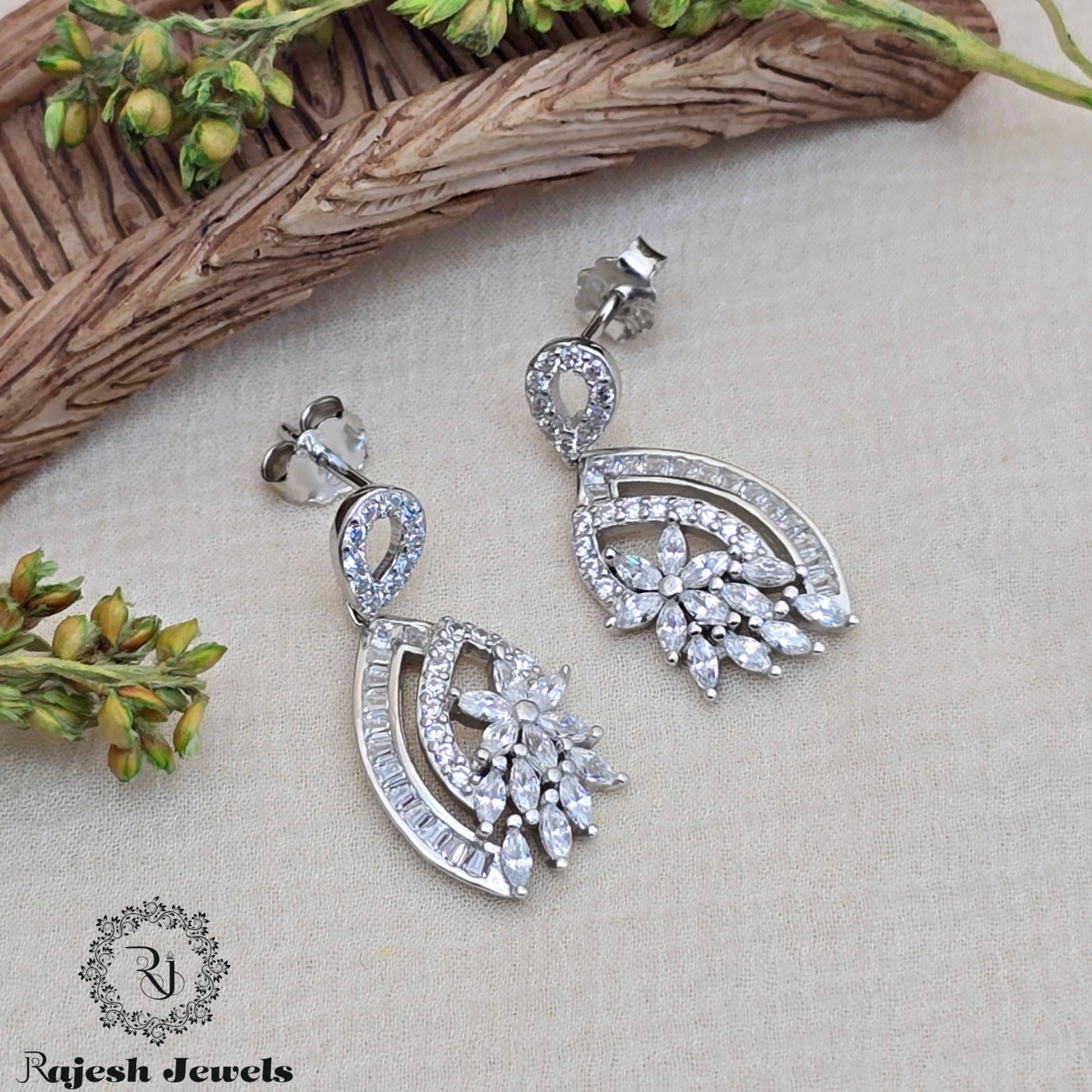 Glittering Cz Hanging Earrings
