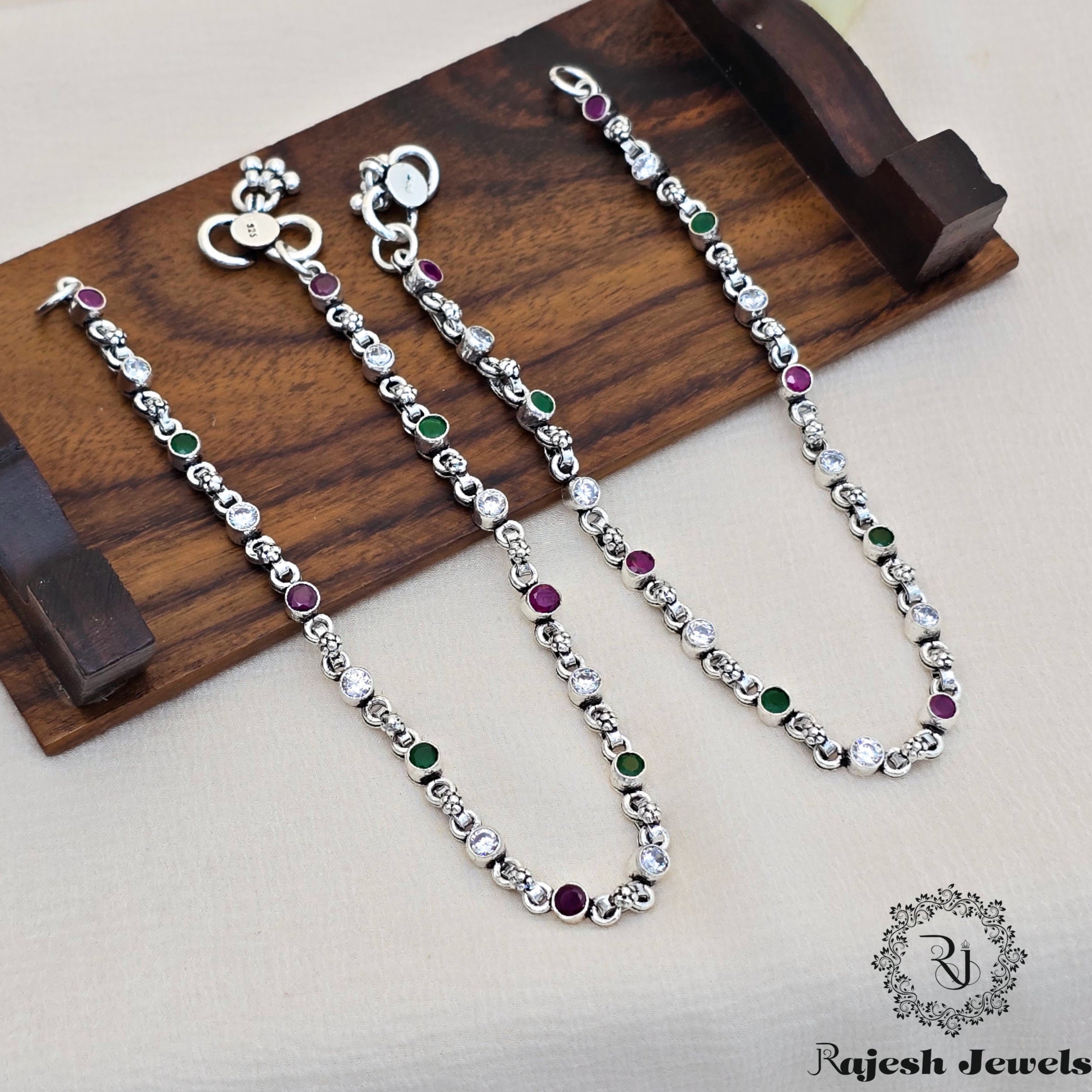 Classic Round Multicolored Cutstone Anklet