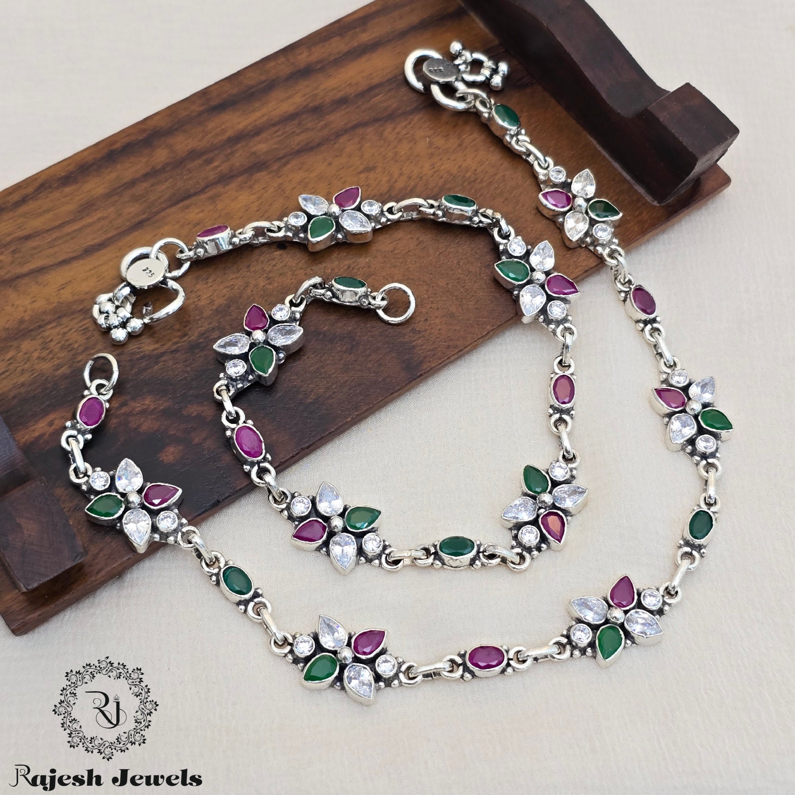 Must-have Multicolored Silver Oxidised Anklet