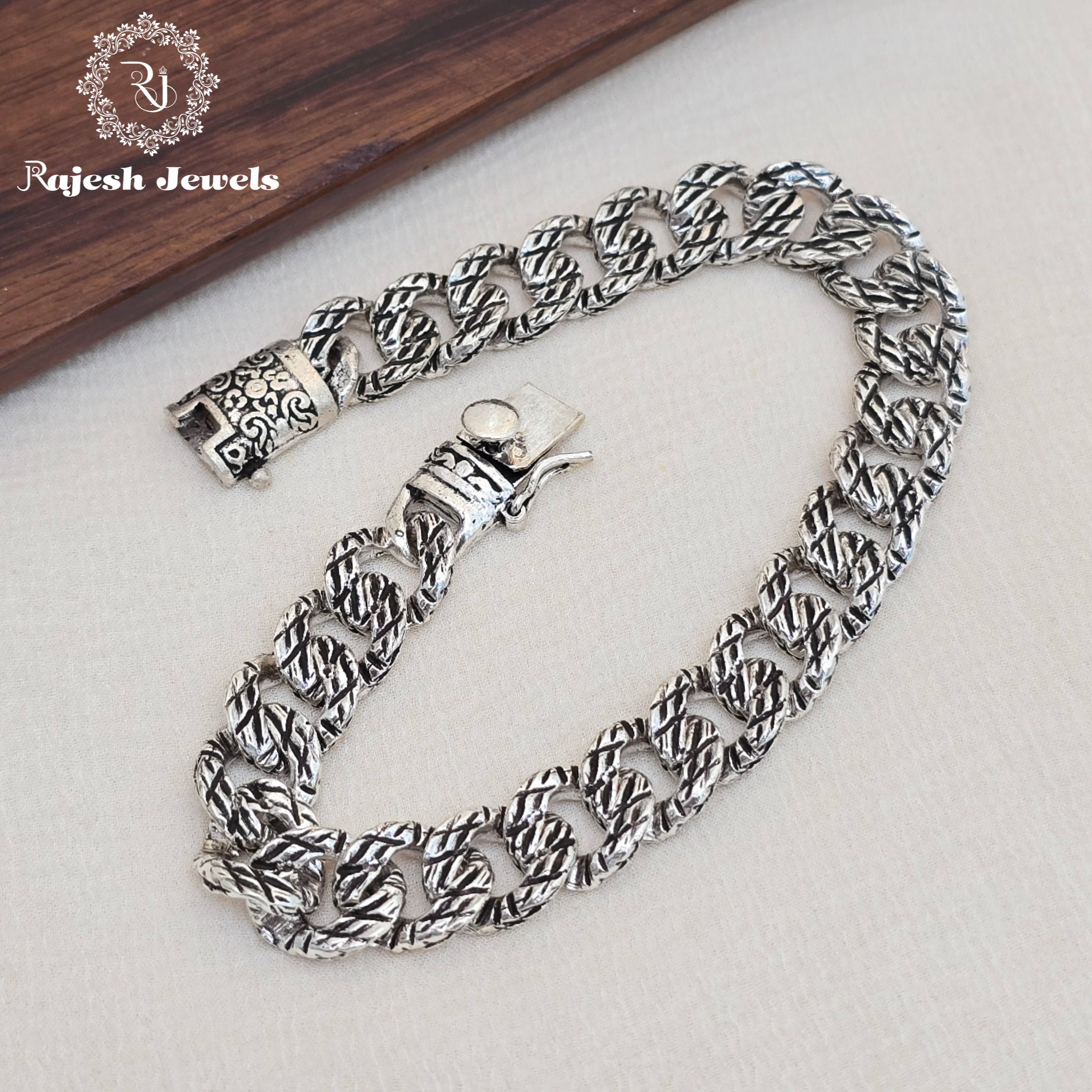 Classy Curb Oxidised Men's Bracelet