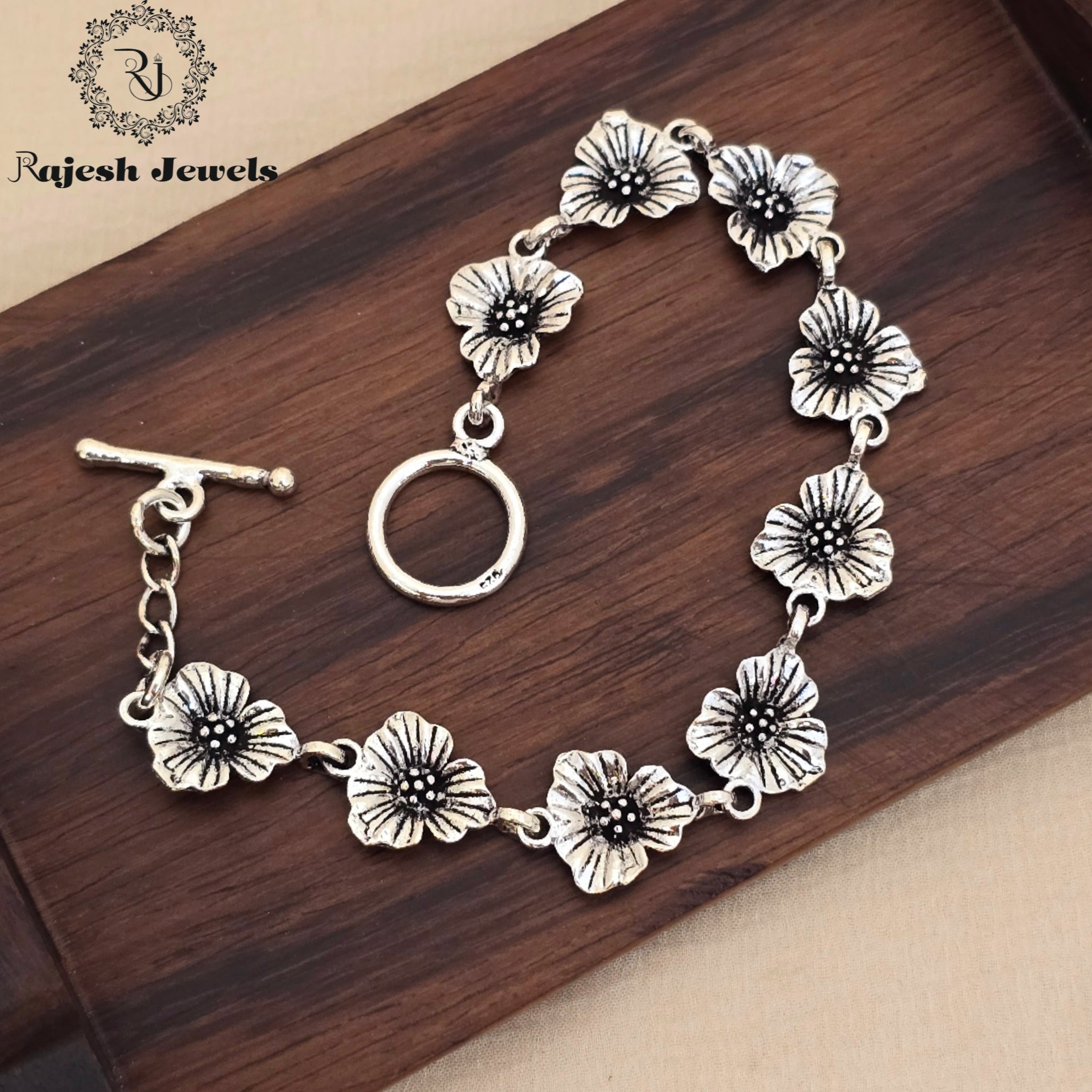 Attractive Silver Oxidised Ladies Bracelet