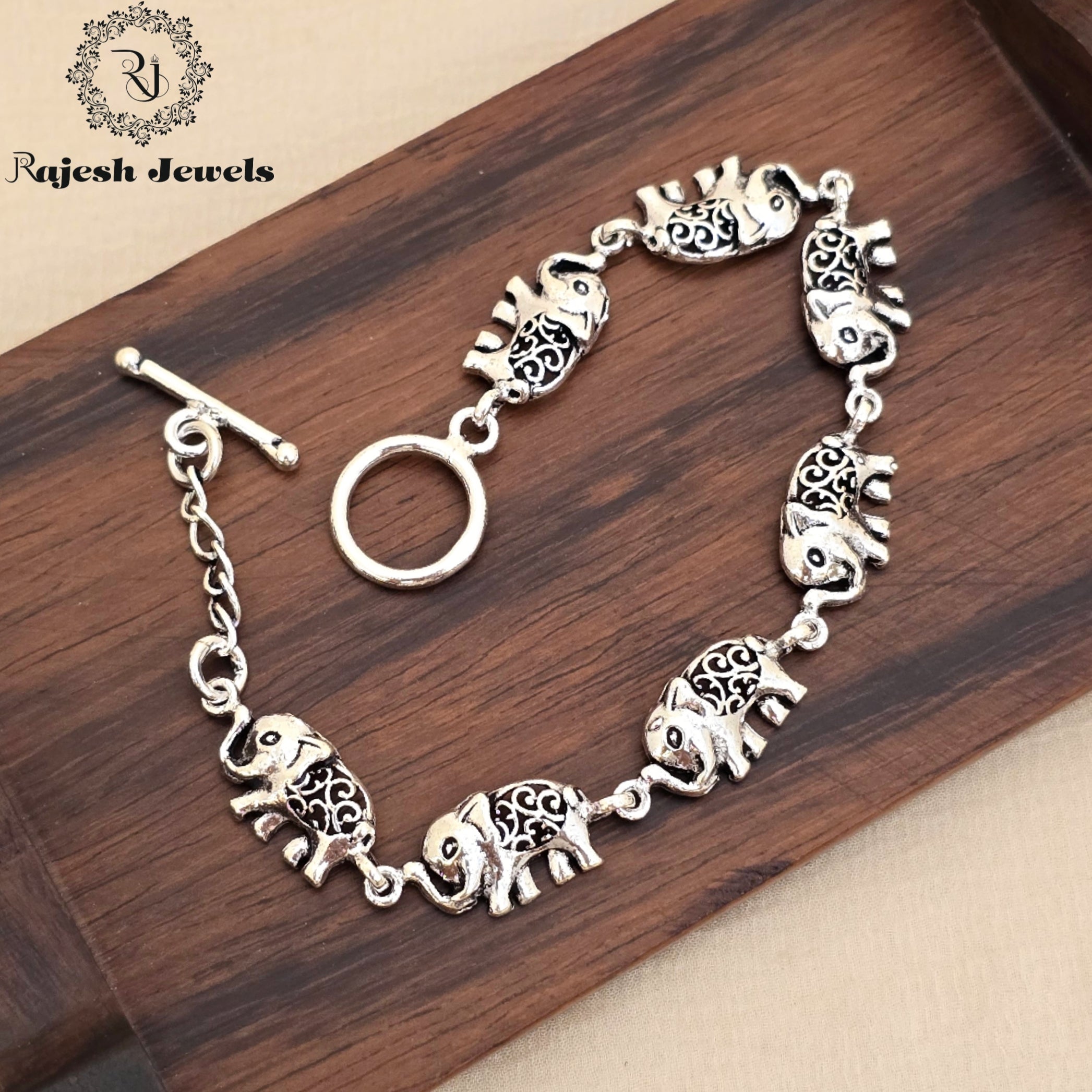 Elegance Elephant Interlinked Silver Ladies Bracelet
