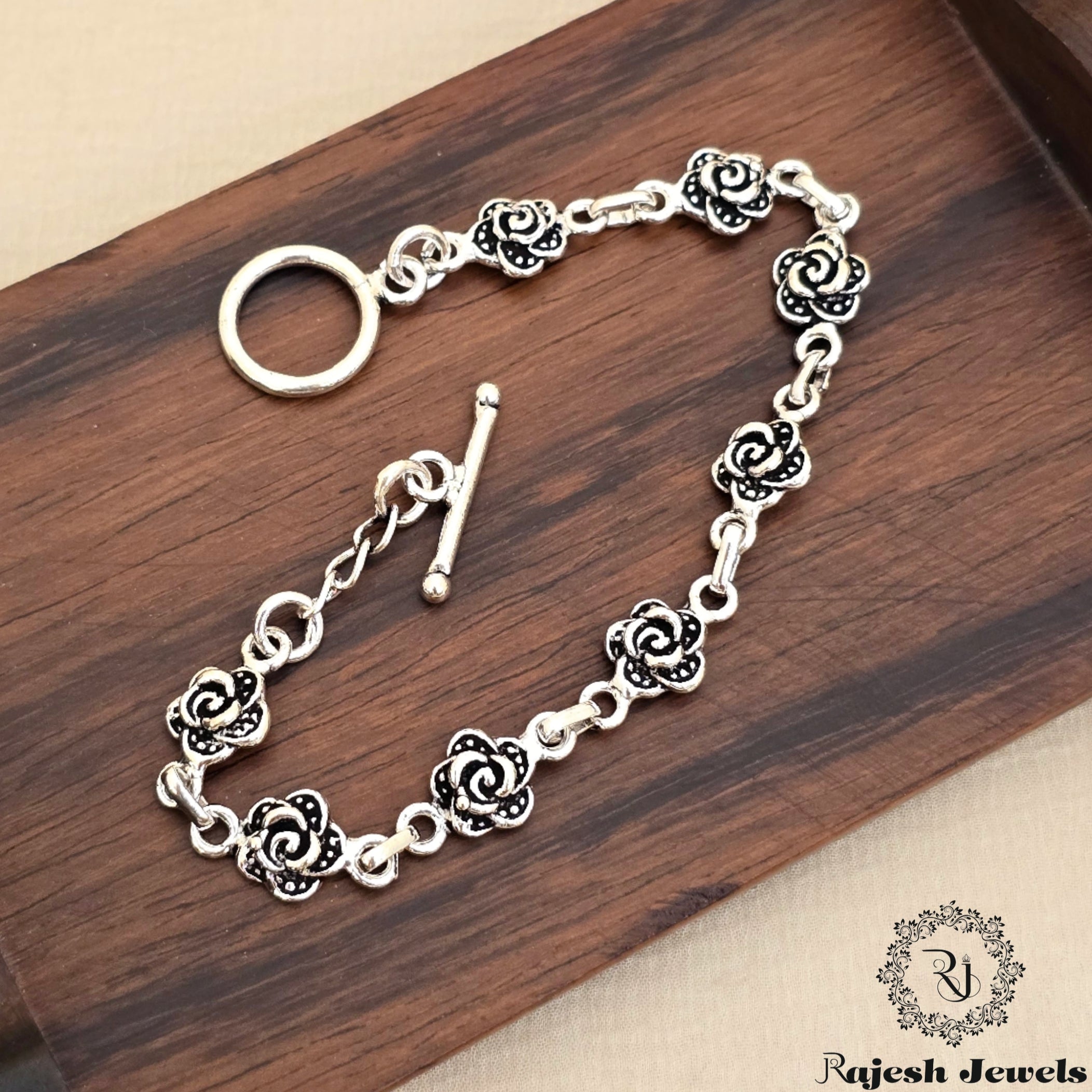 Classy Silver Oxidised Ladies Bracelet