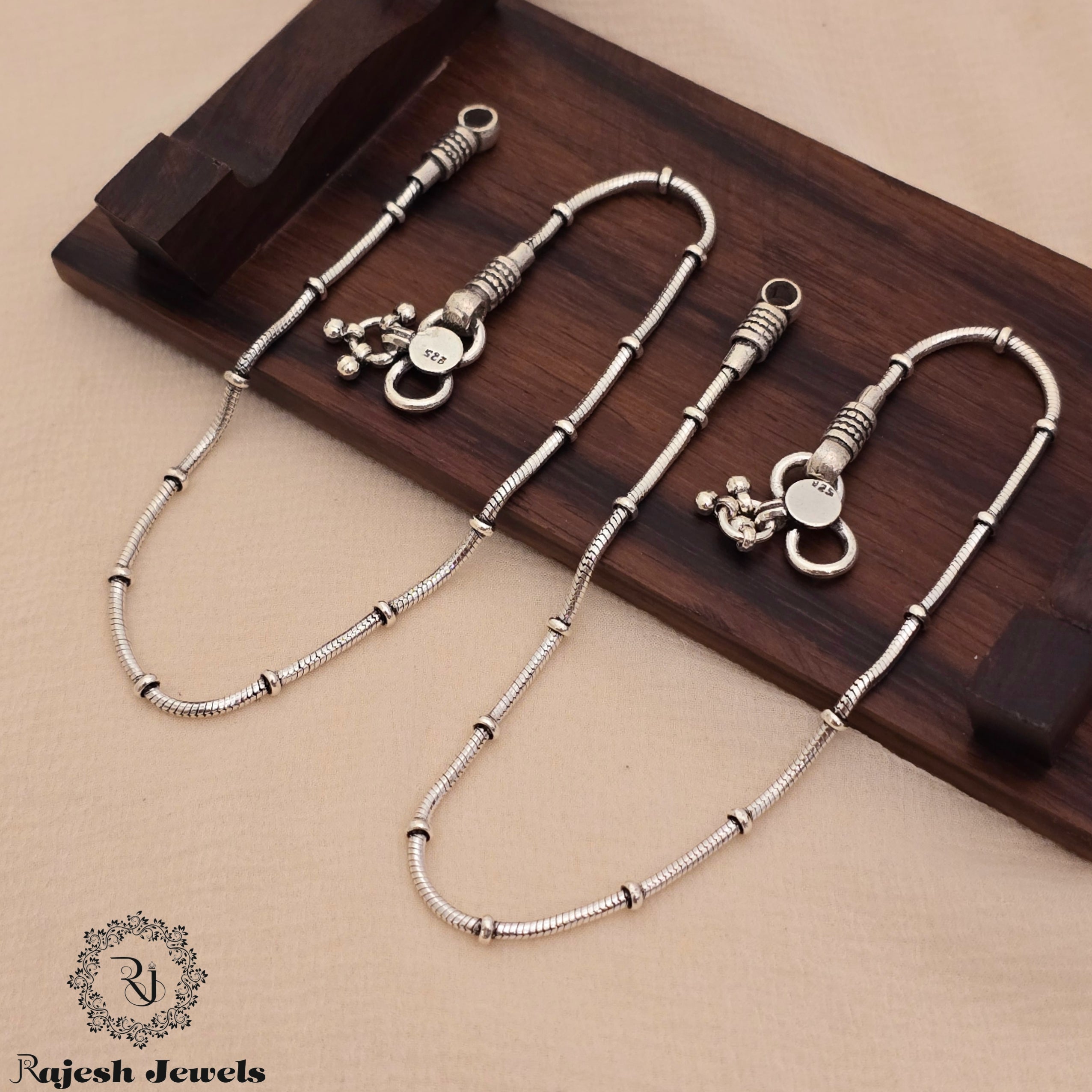 Conventional Snake Chain Oxidised Anklet