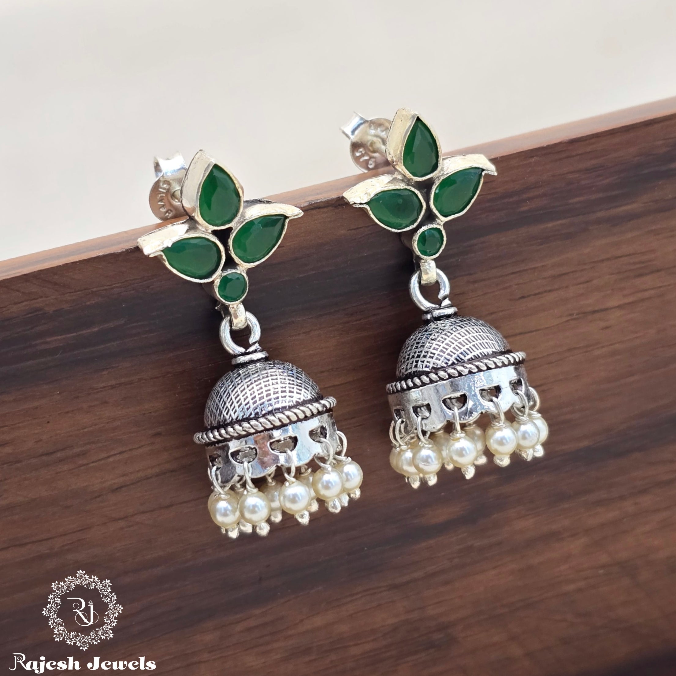 Fabulous Green Oxidised Jumka Earrings