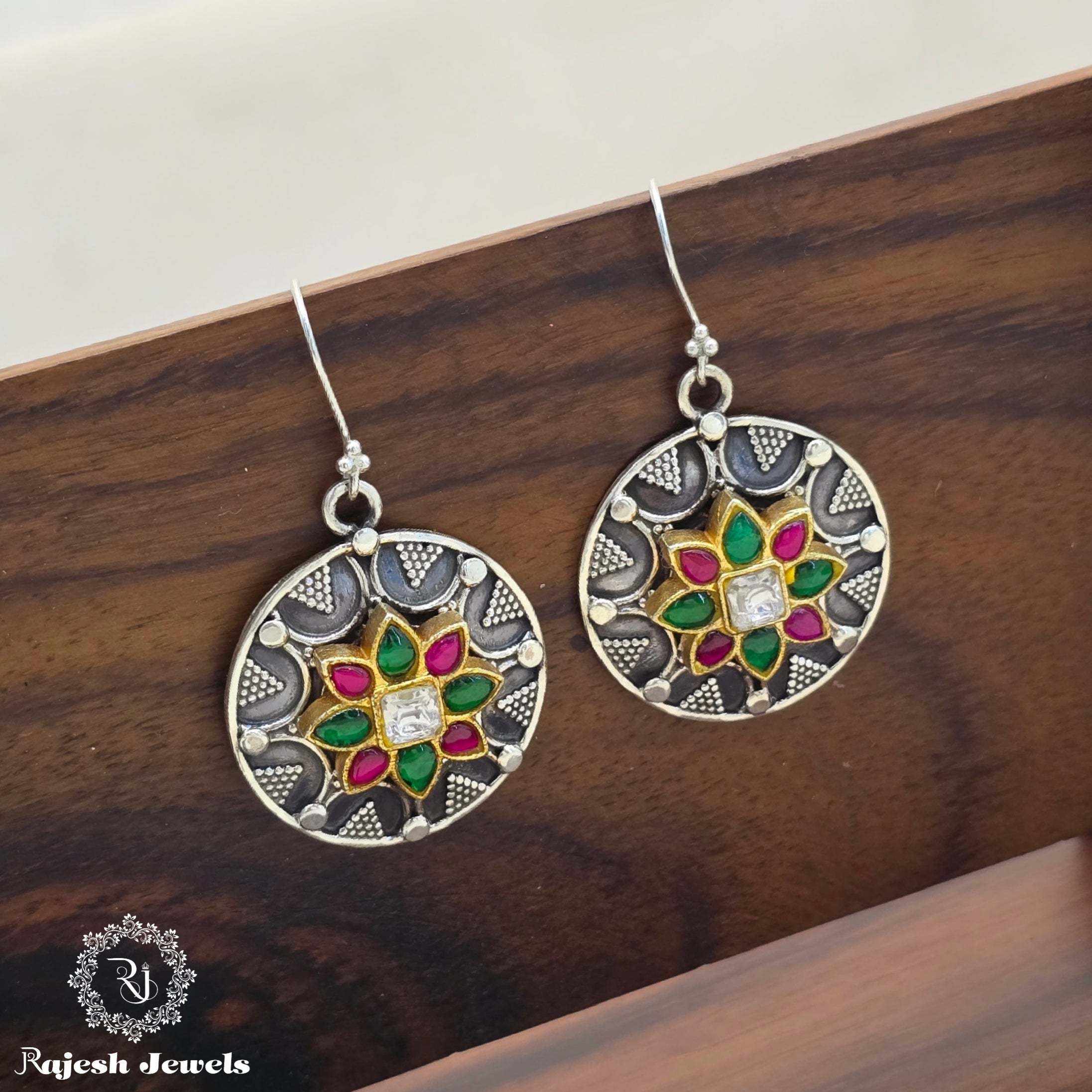 Exceptional Silver Dual Tone Hanging Earrings