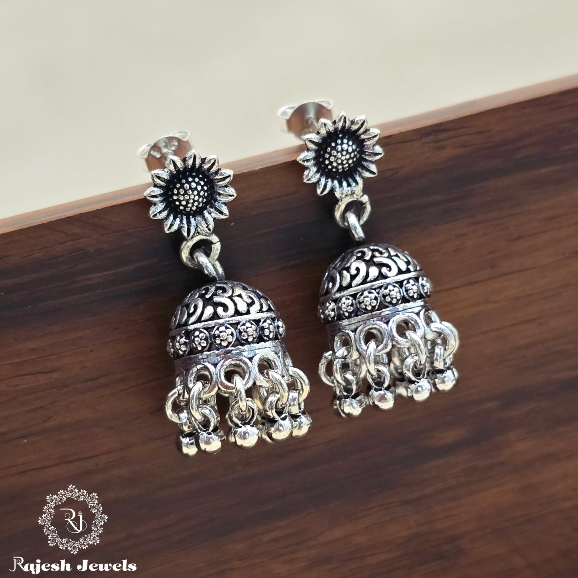 Authentic Silver Oxidised Jumka Earrings