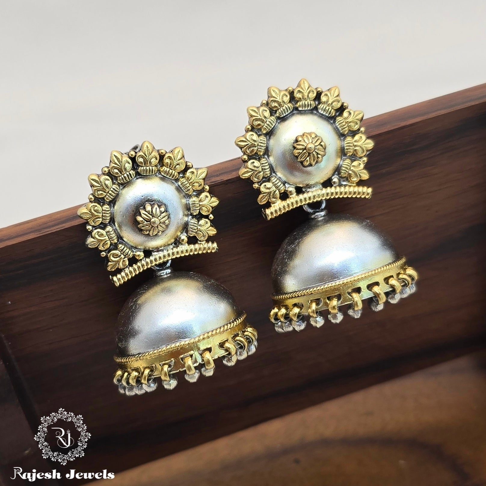 Exclusive Silver Dual Tone Jumka Earrings