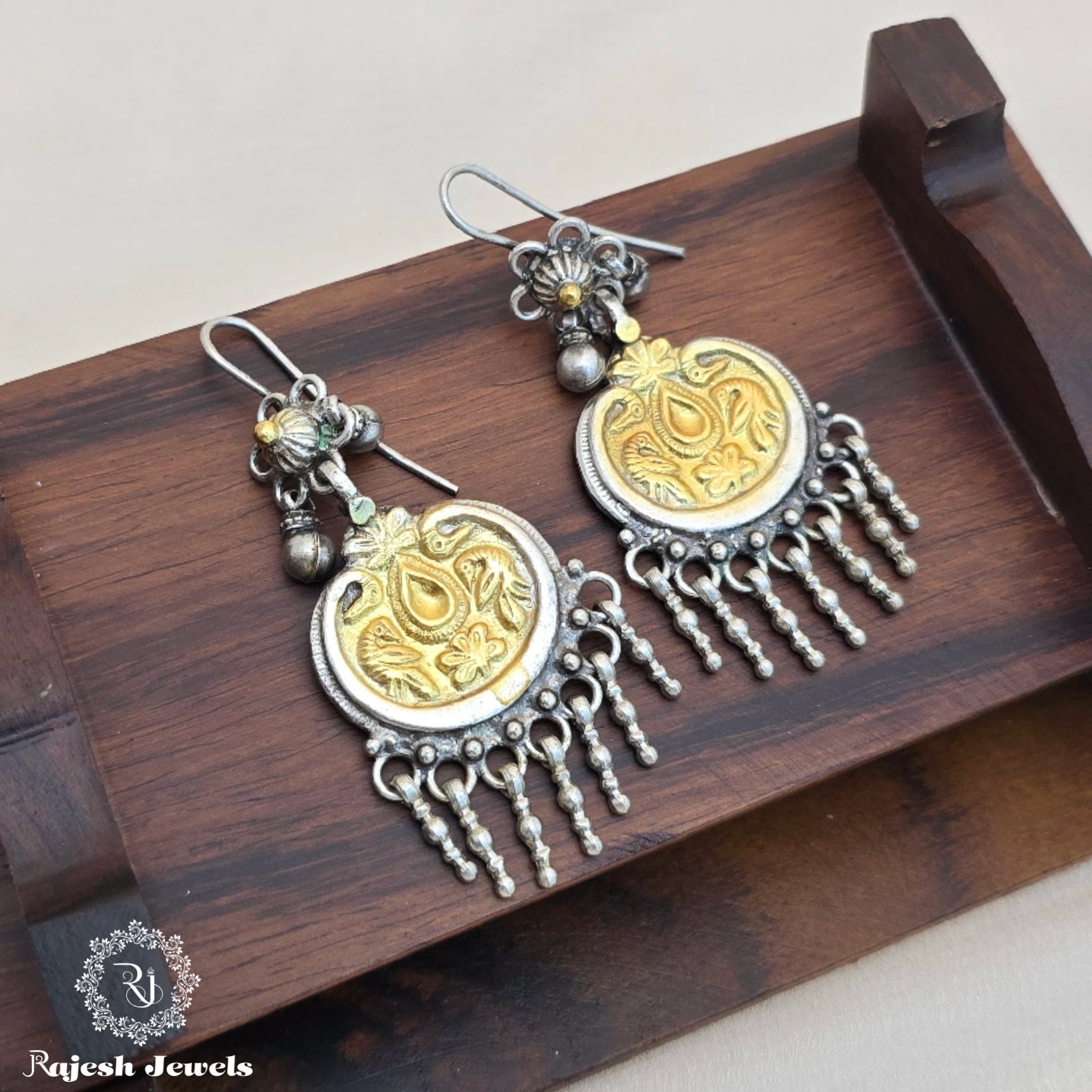 Heavy Dual Tone Tribal Earrings