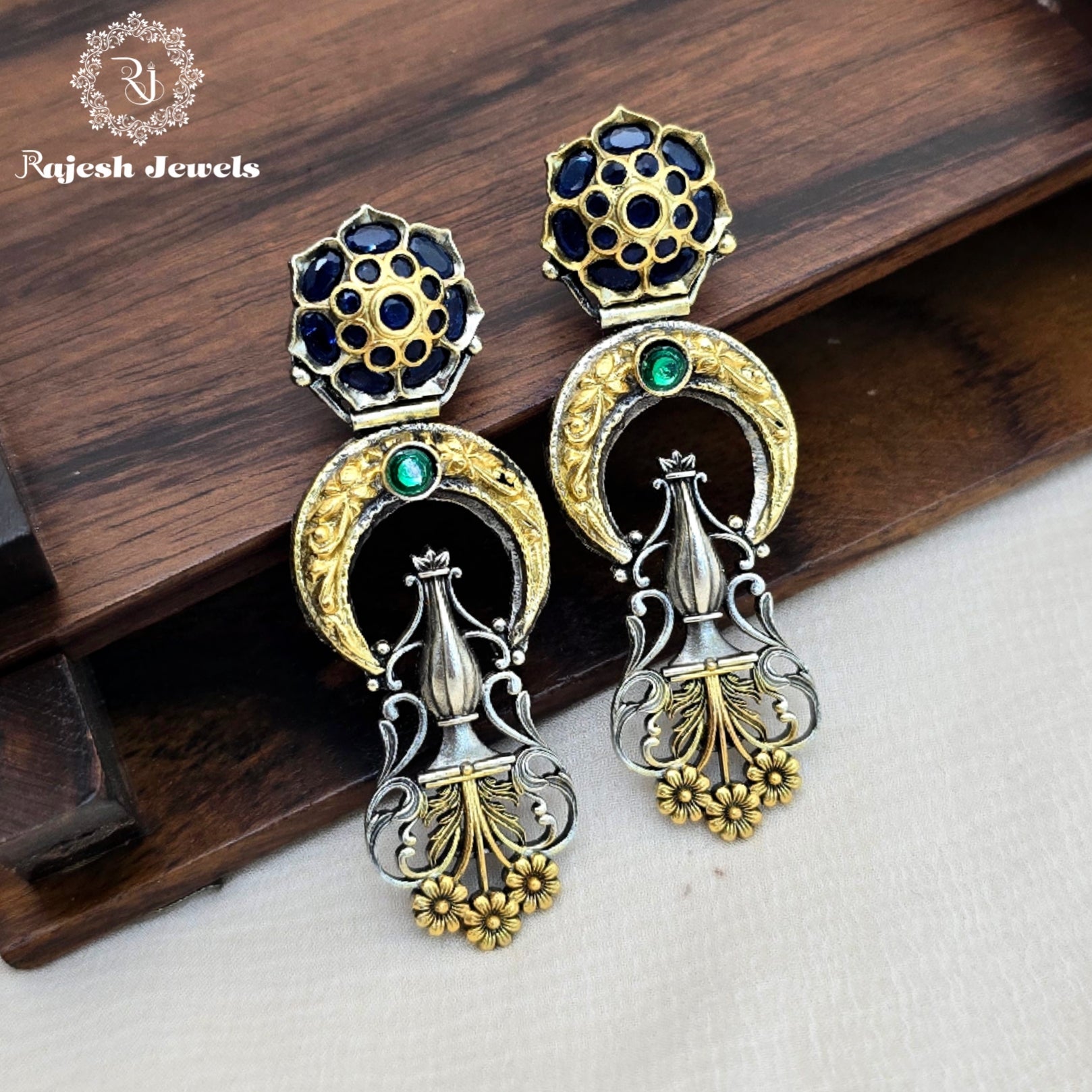 Enchanting Dual Tone Silver Earrings