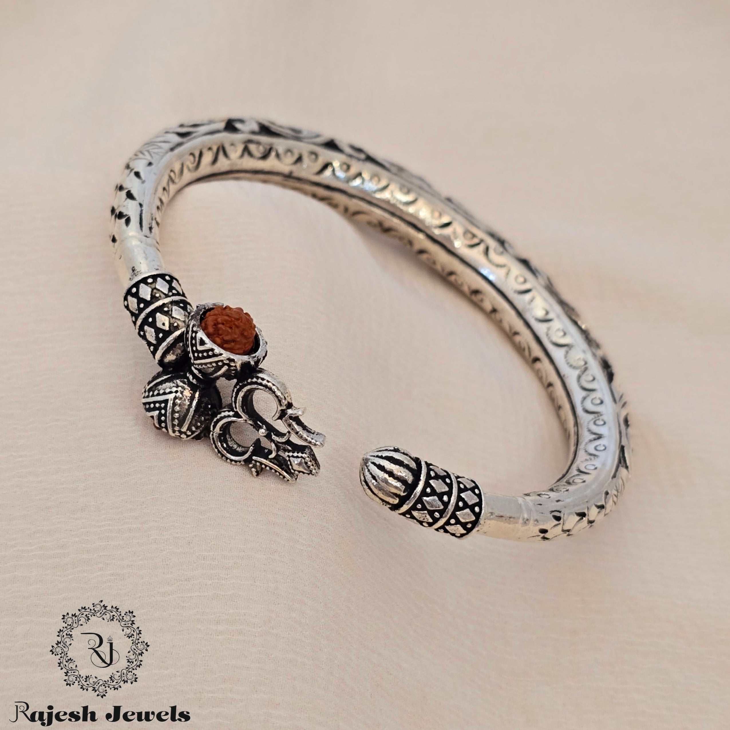 Exquisite Trishul Oxidised Hand Kada