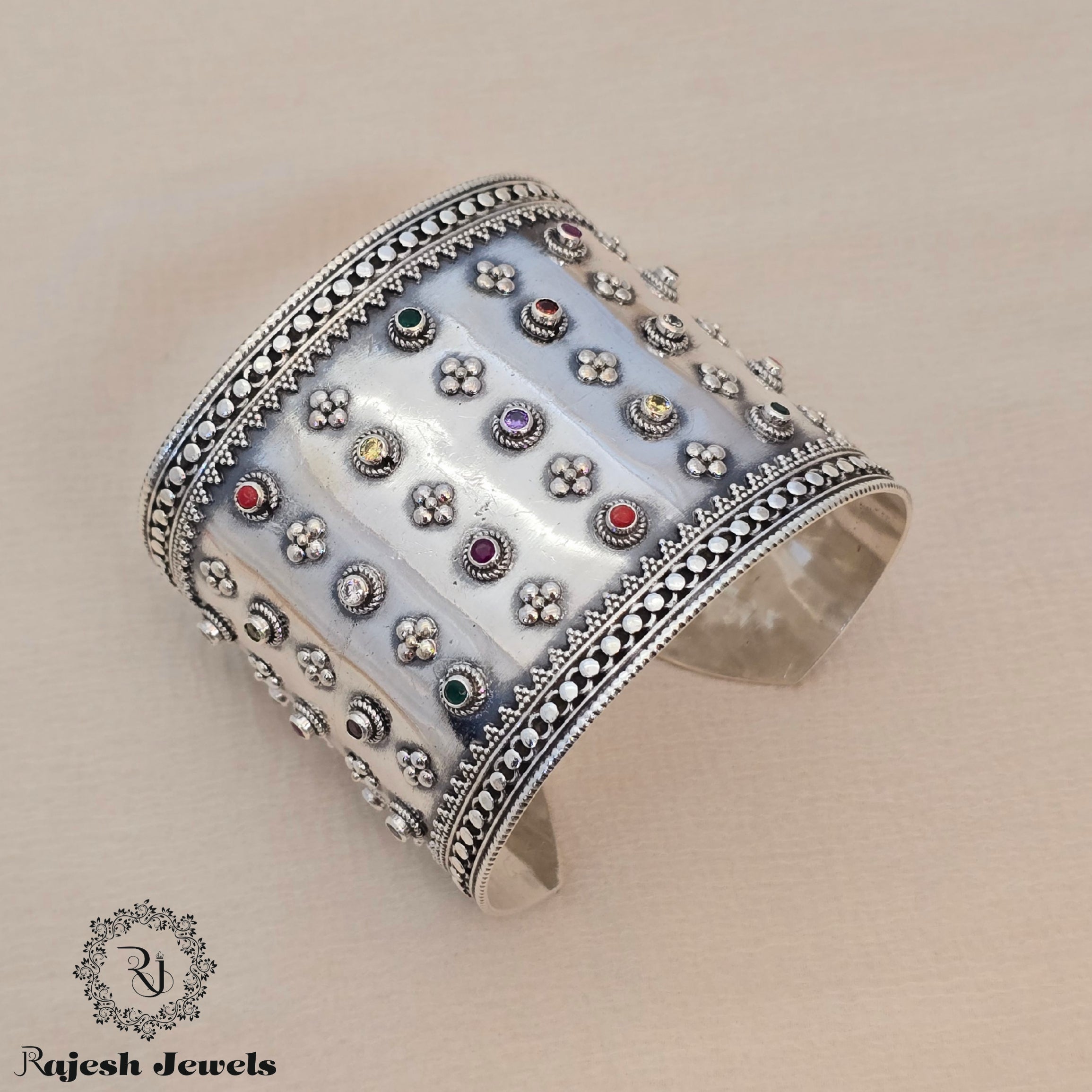 Appealing Navarathna Oxidised Cuff Handkada