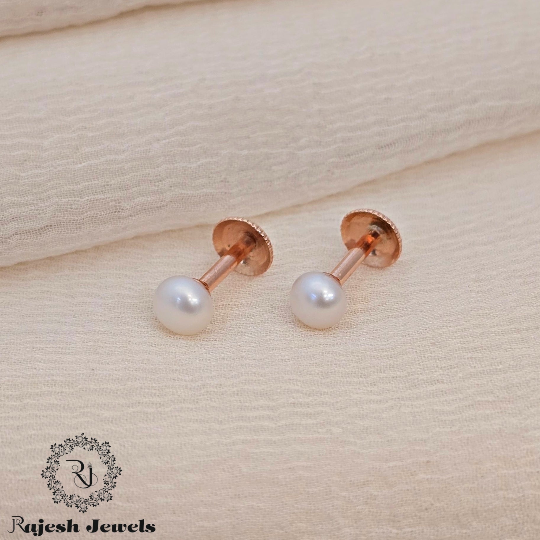 Authentic Pearl Rosegold Stud Earrings