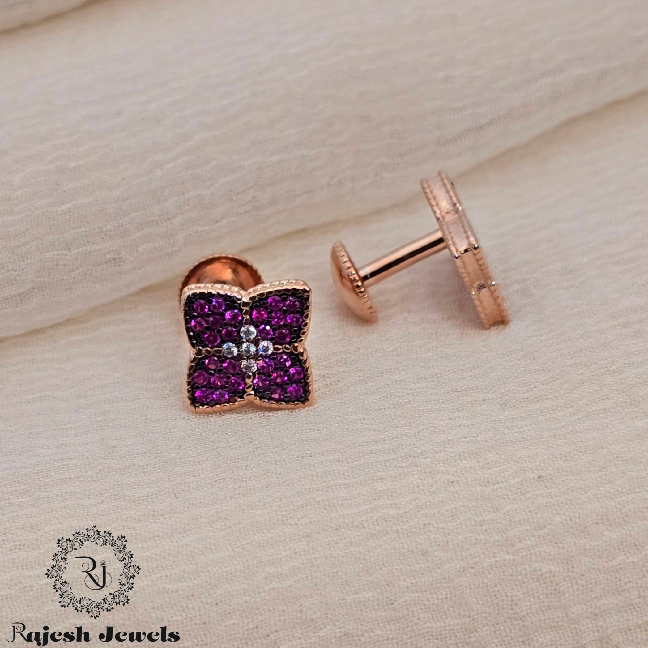 Attractive Cz Rosegold Silver Stud Earrings