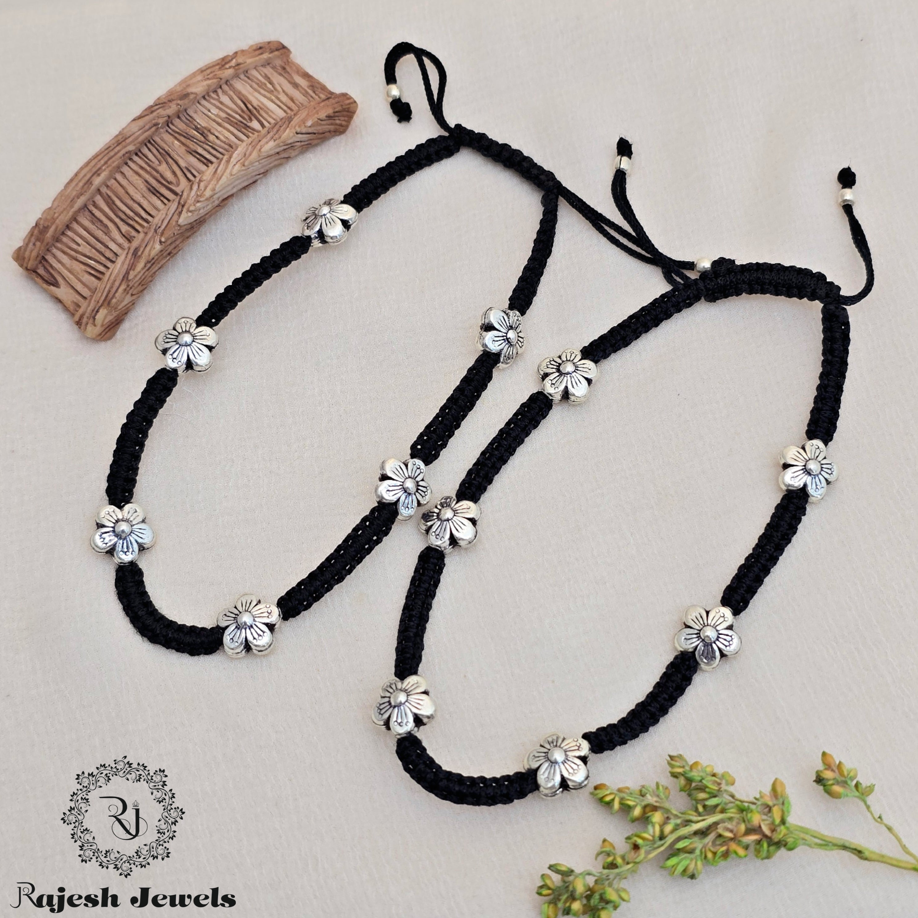 Incredible Floral Silver Nazariya Anklet