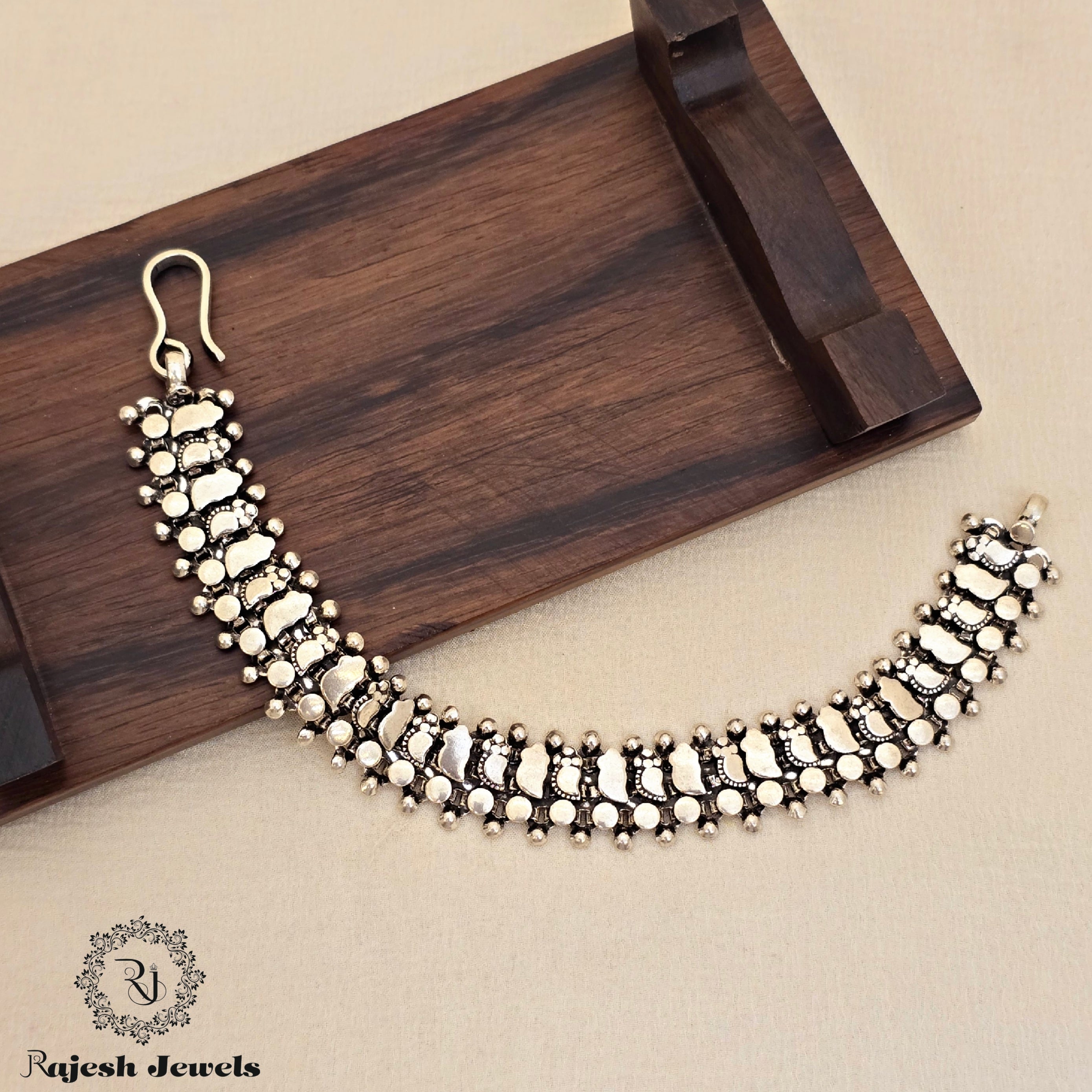 Artistic Silver Oxidised Antique Bracelet