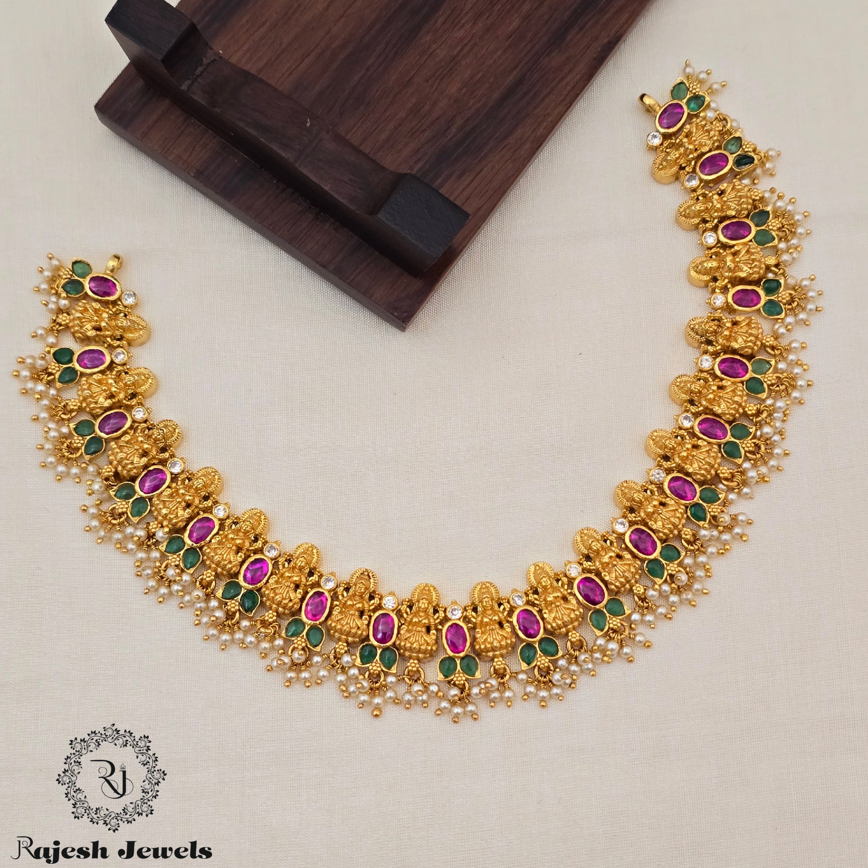 Beautiful Lakshmi Silver Gold Plated Neckpiece
