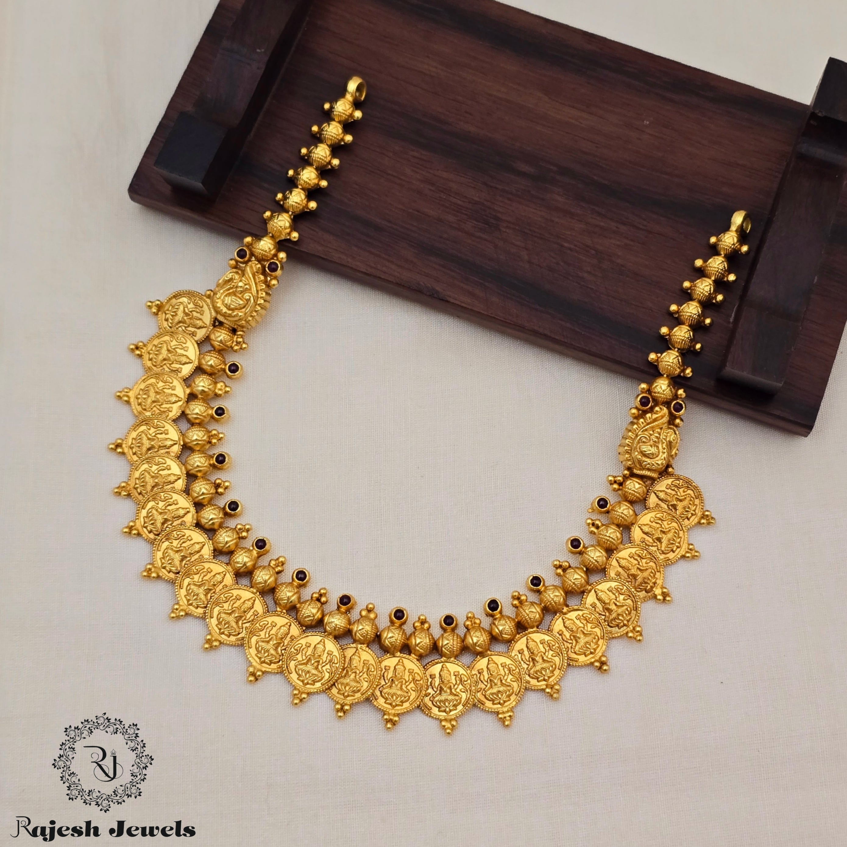 Appealing Lakshmi kasu Design Silver Gold Plated Neckpiece