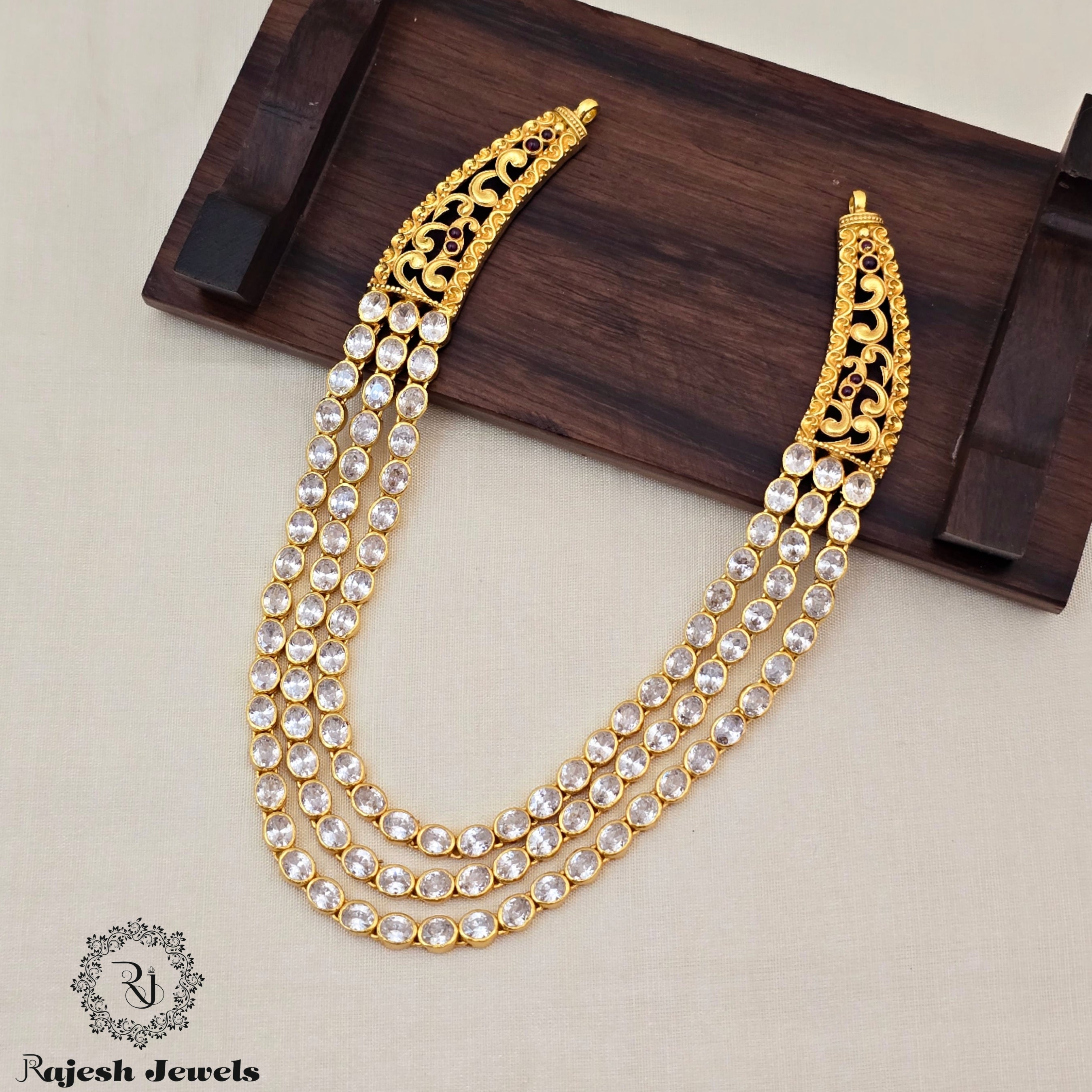 Wonderful Layered Cz Gold Plated Neckpiece