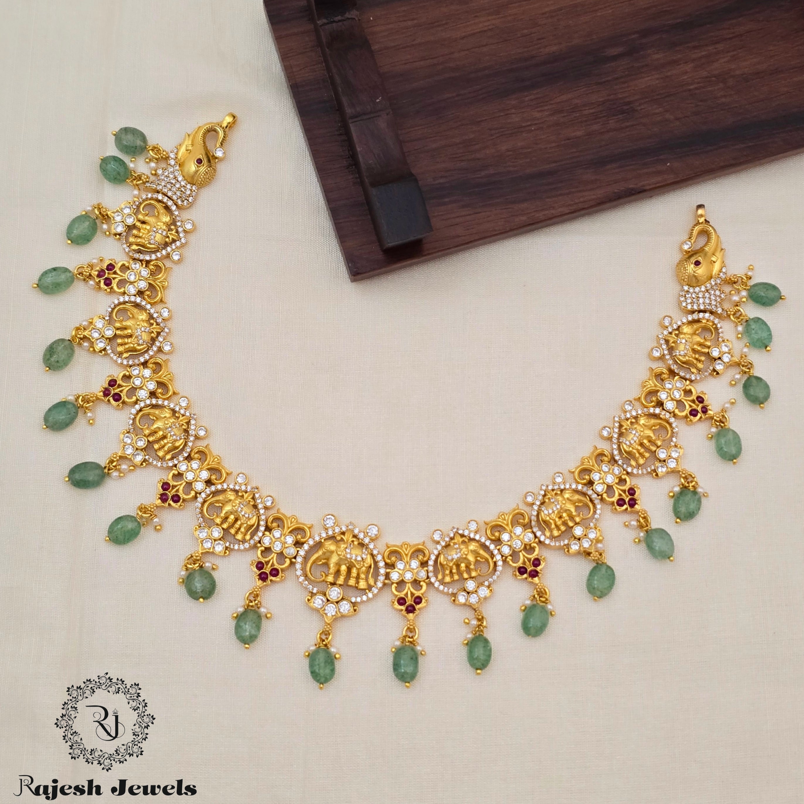 Glorious Cz Elephant Silver Gold Plated Neckpiece